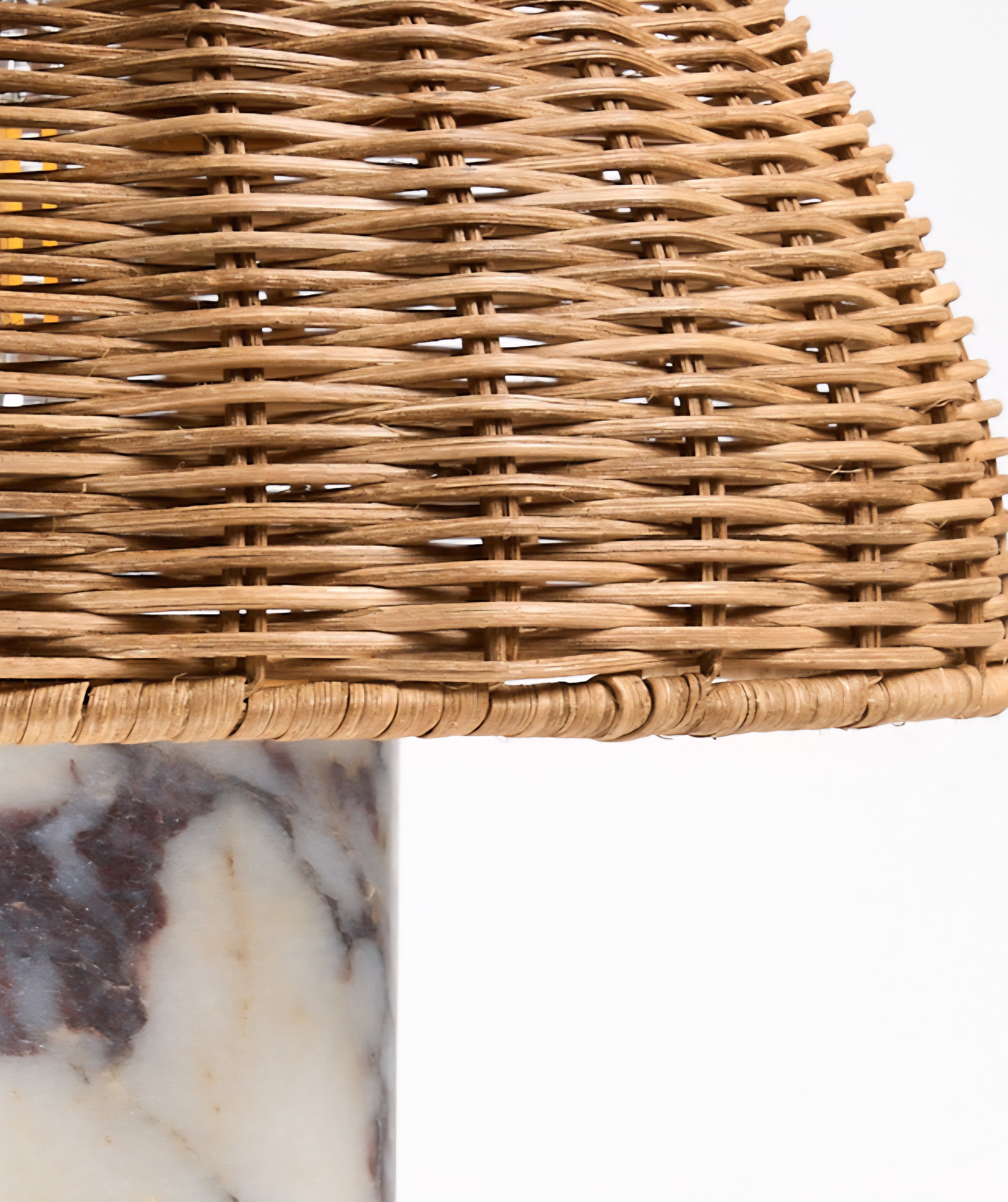 THE ONE × Seine — Calacatta Marble Mini Lamp with Rattan Shade