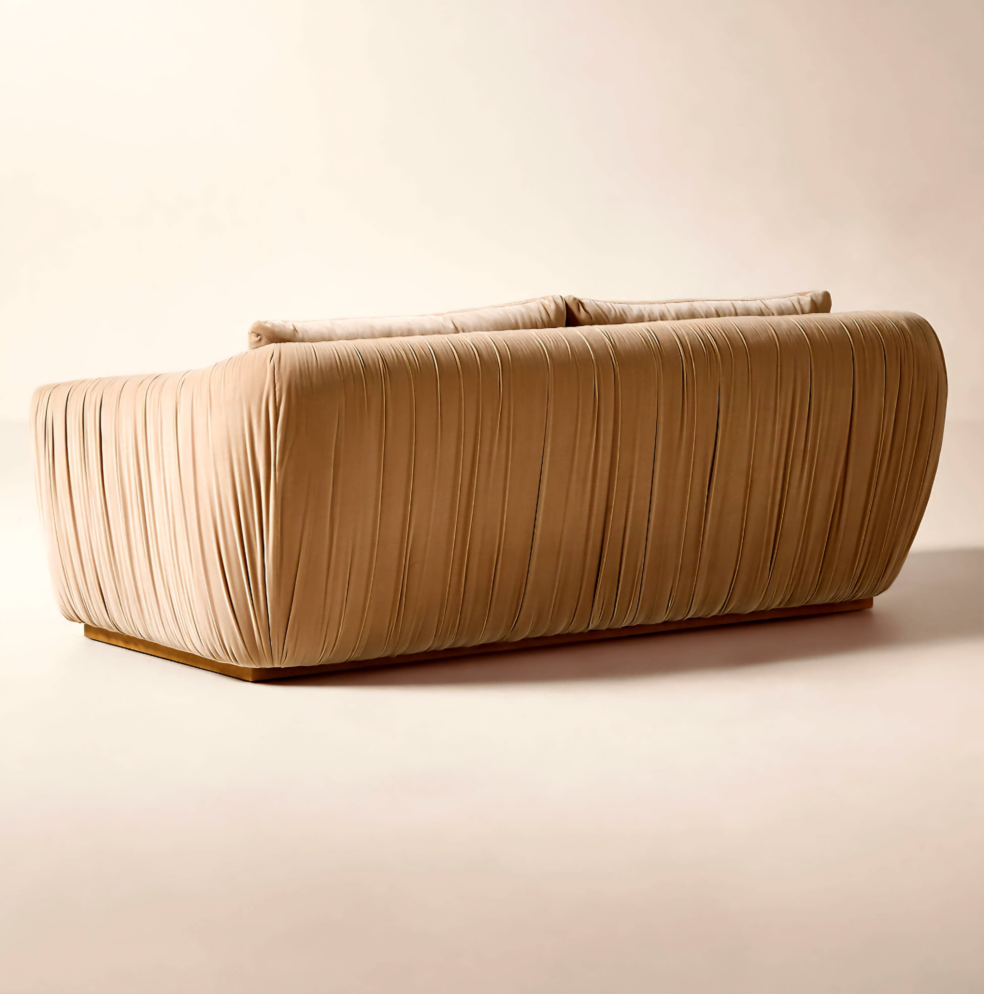THE ONE × Emile — Camel Velvet Ruched  Sofa