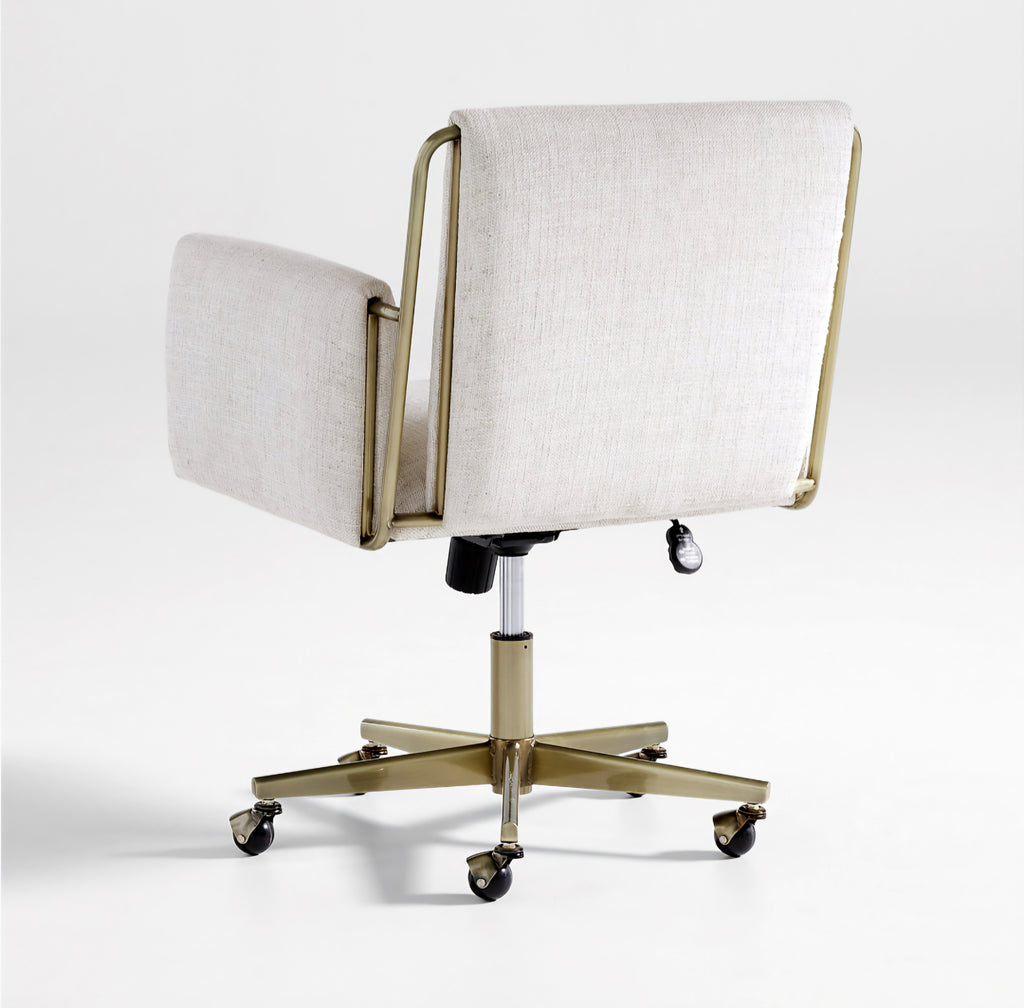 THE ONE × Caterina — Natural Upholstered Office Chair with Brass Base