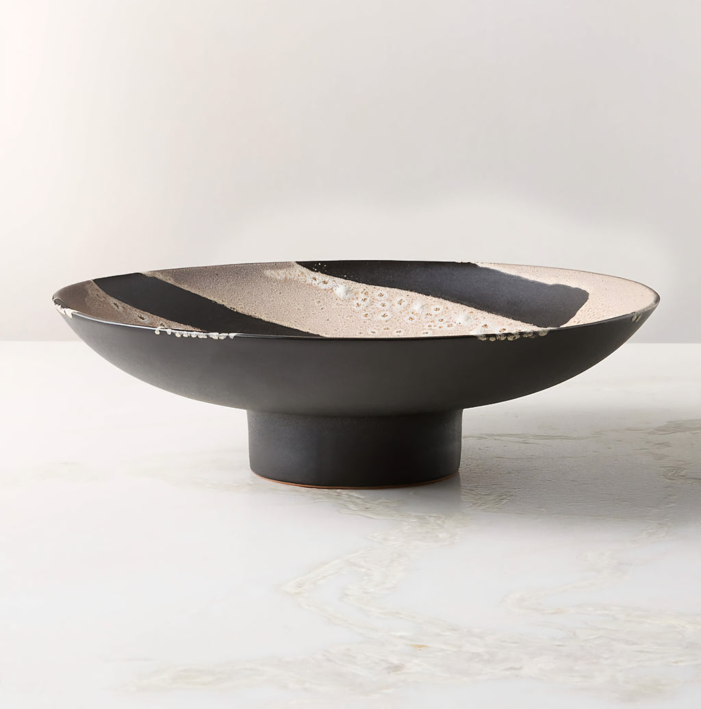 THE ONE × Adler — Black Ceramic Pedestal Serving Bowl