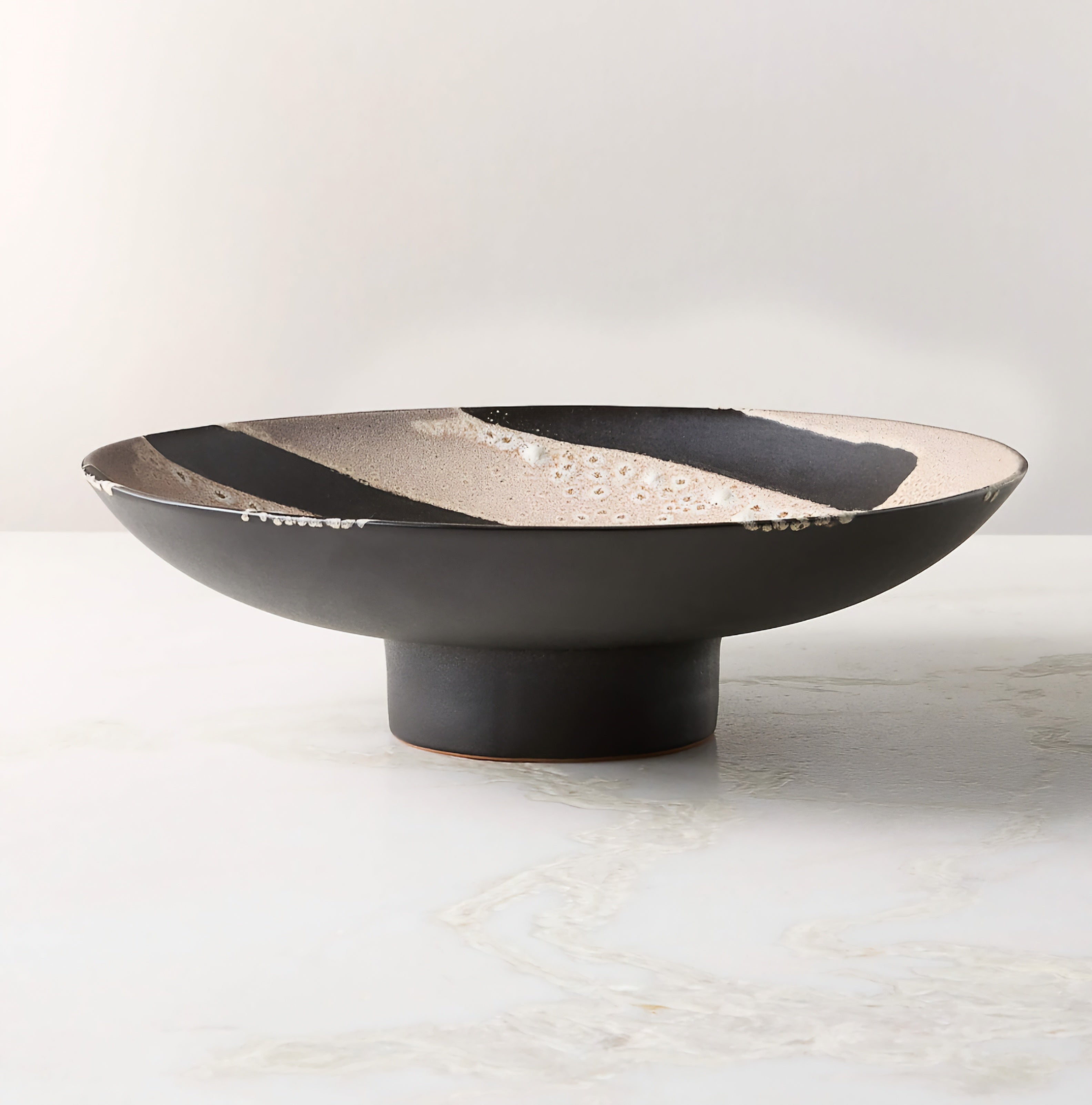 THE ONE × Adler — Black Ceramic Pedestal Serving Bowl