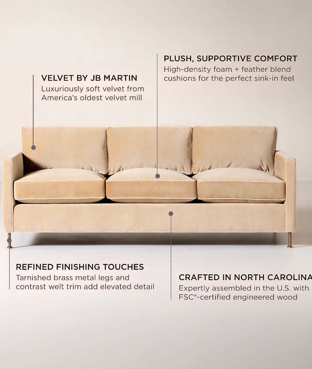 THE ONE × Brett — Jade Green Velvet Sofa