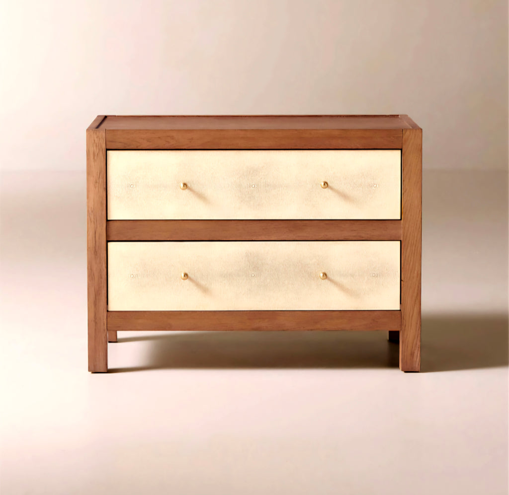 THE ONE × Layton — White Oak and Shagreen 2-Drawer Nightstand