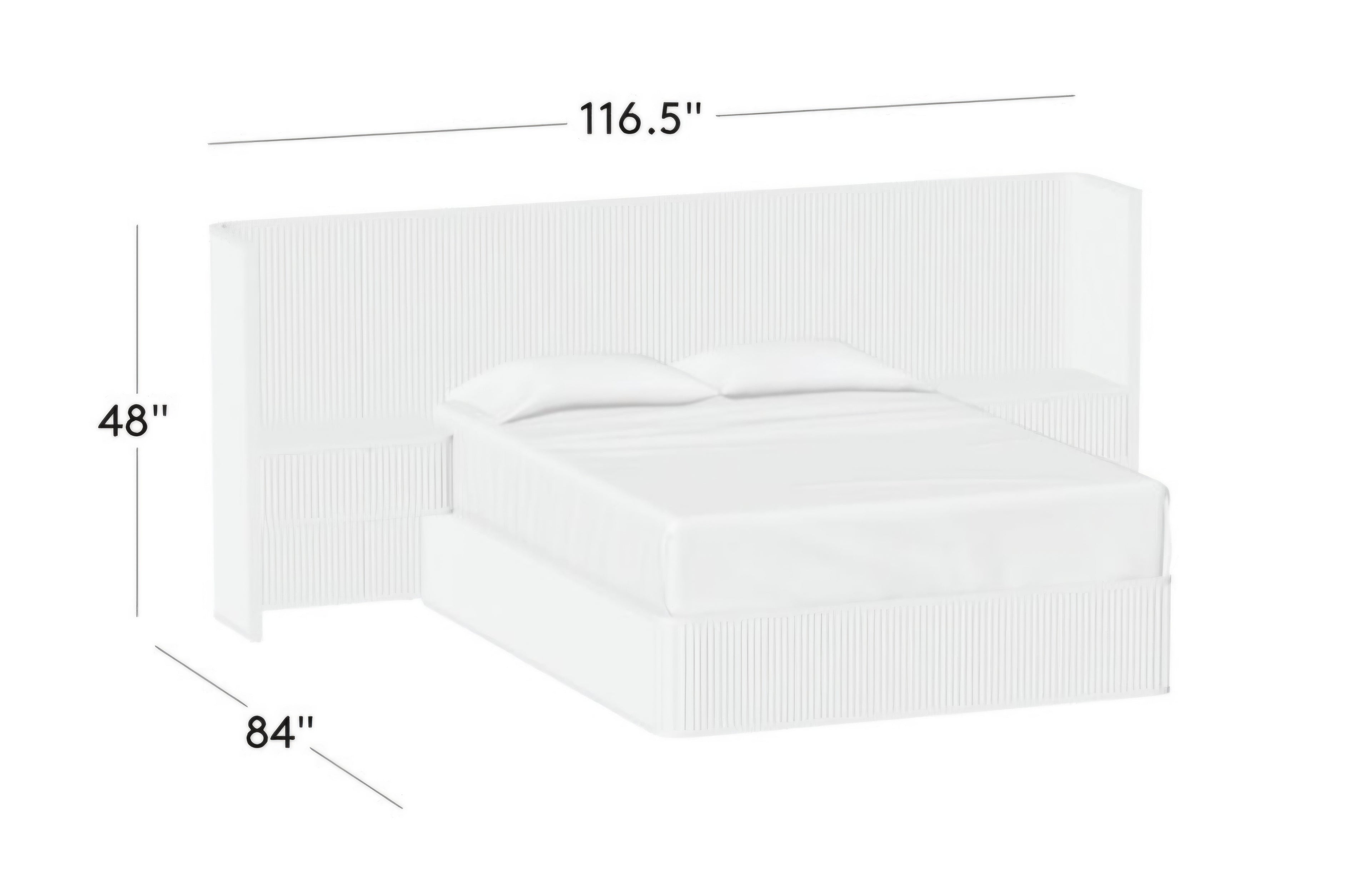 THE ONE × Davison — Fluted Dark Brown Wood Queen Bed with Nightstands