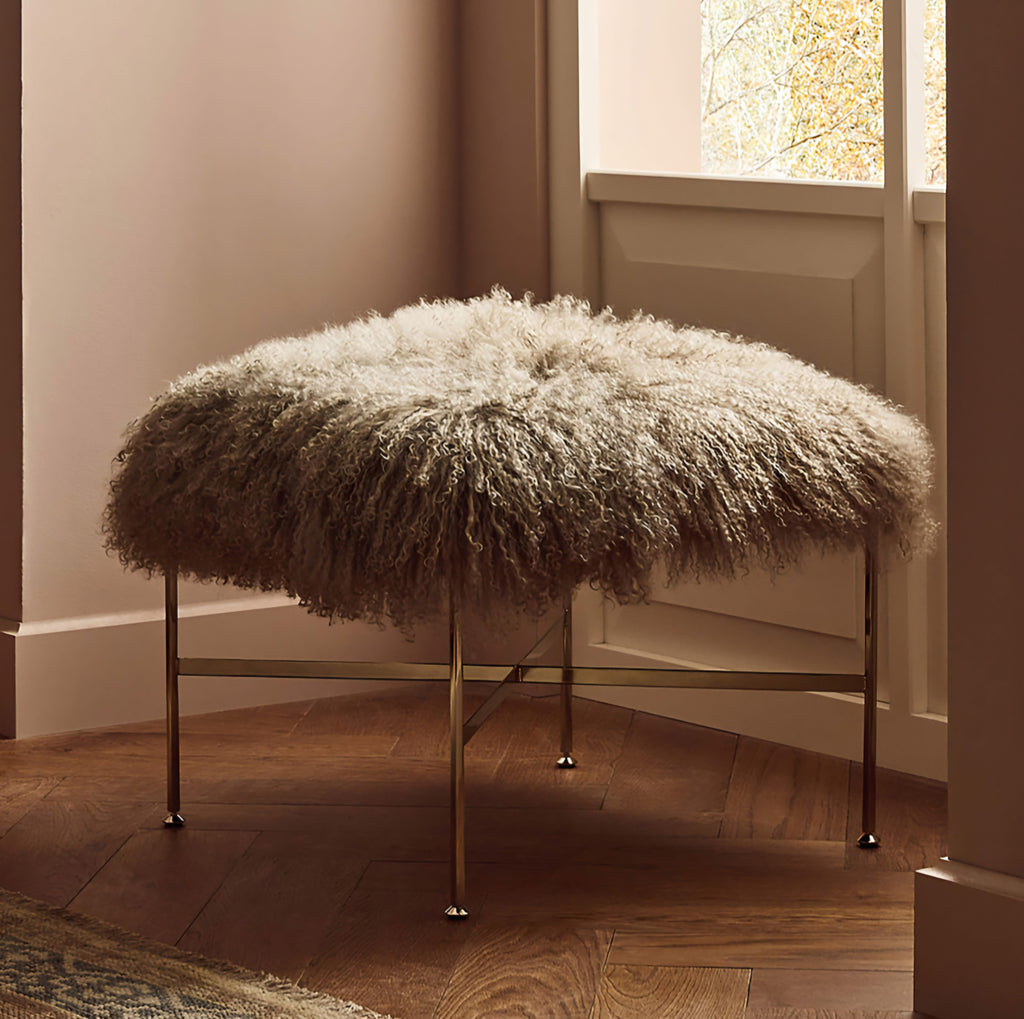 THE ONE × Director — Taupe Shearling Ottoman Model 1201