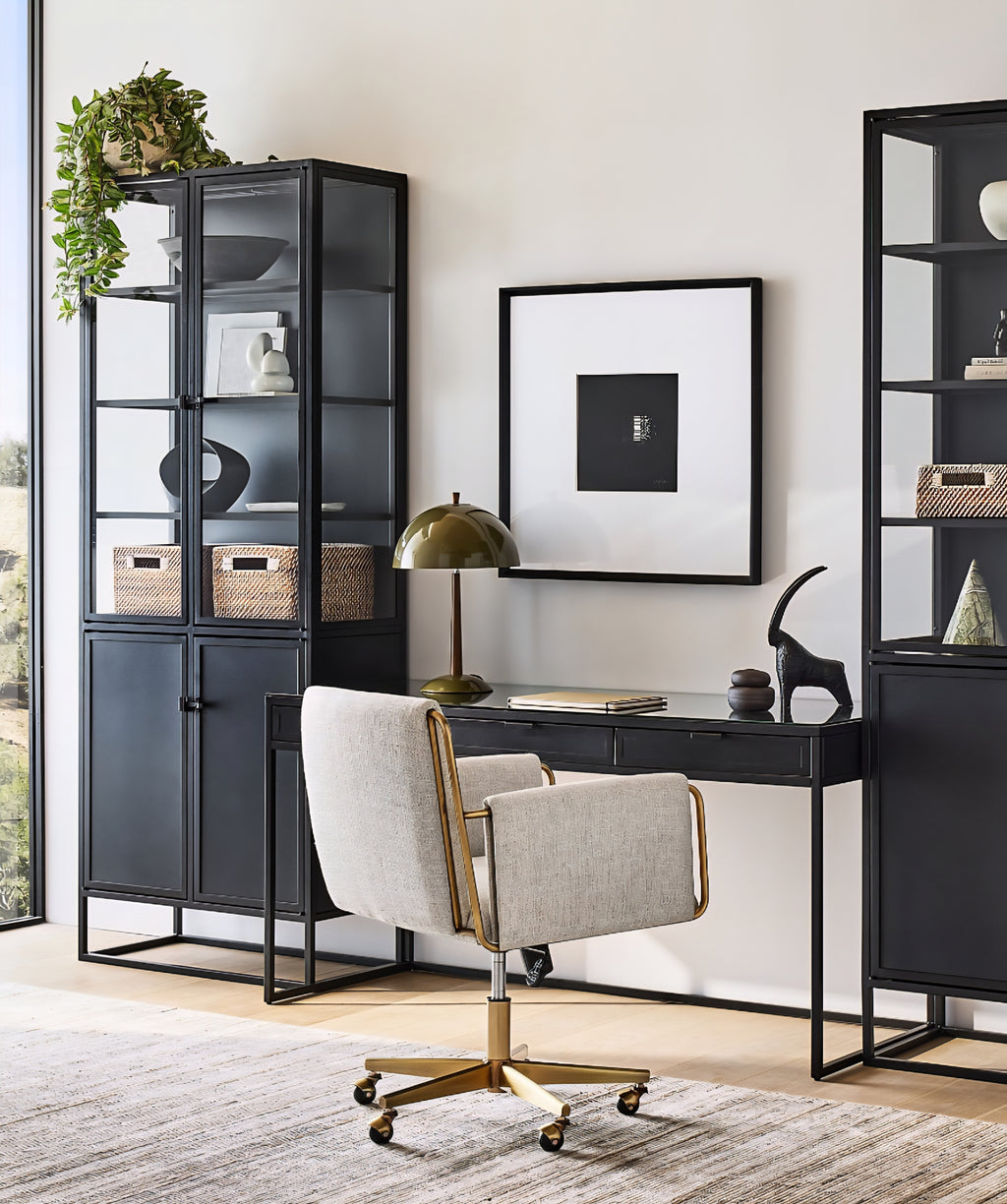 THE ONE × Caterina — Natural Upholstered Office Chair with Brass Base