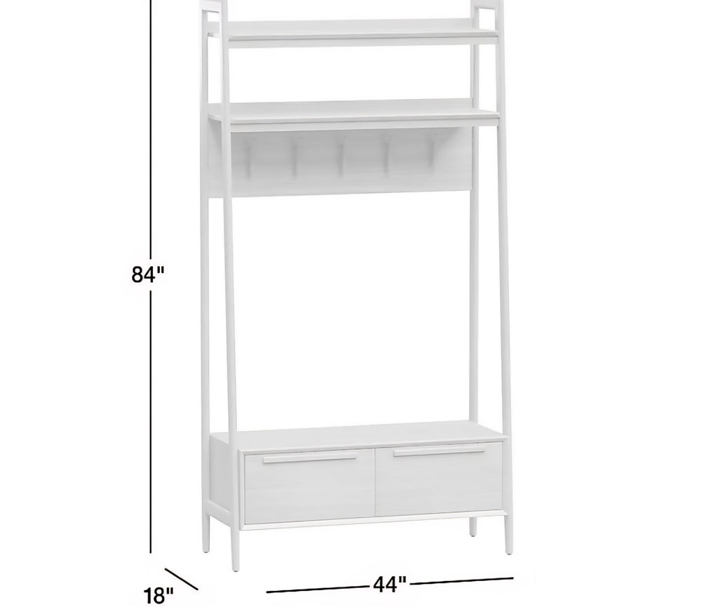 THE ONE × Tate — Walnut Wood Hall Tree with Bench and Shoe Storage (44")