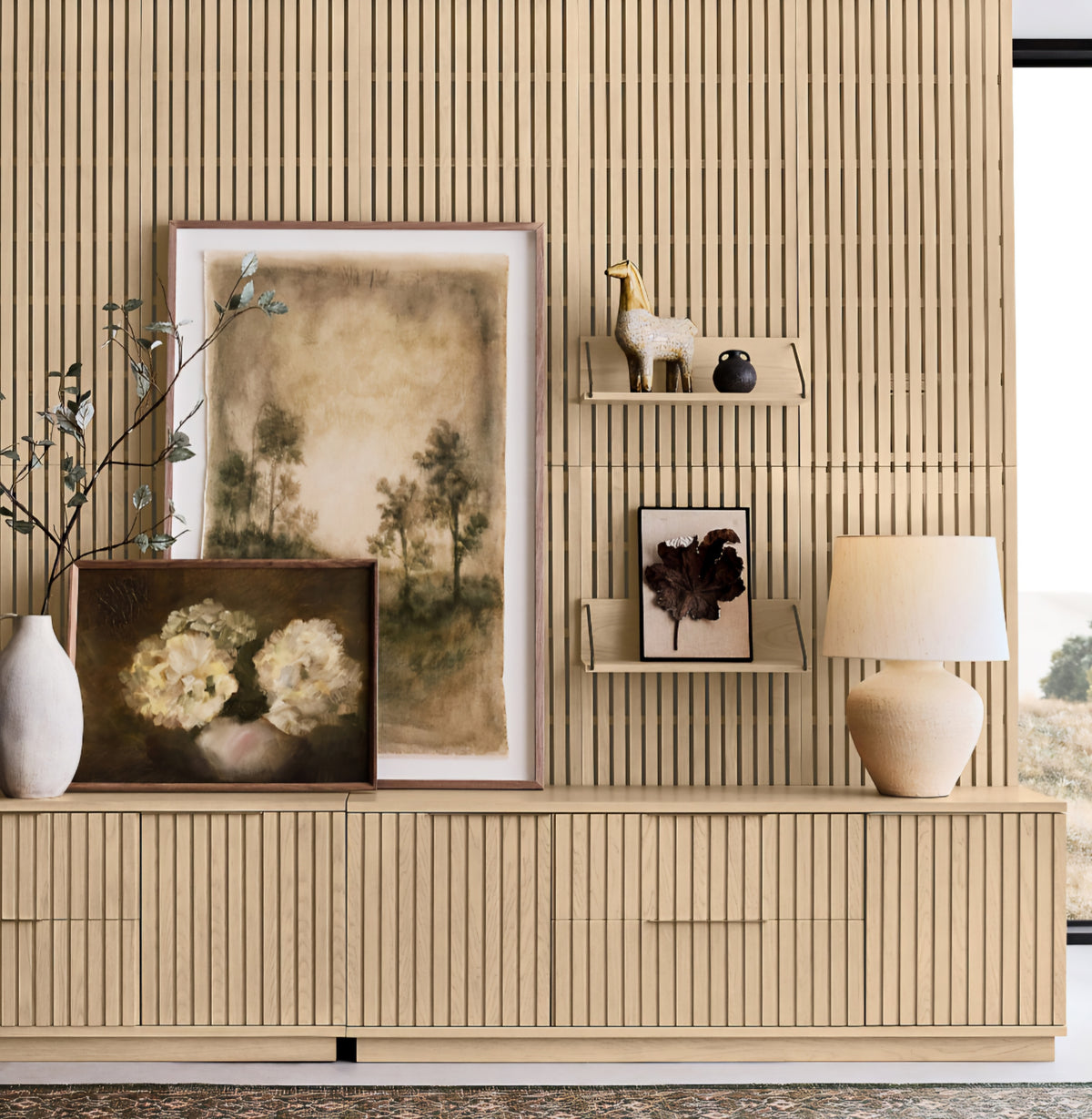 THE ONE × Batten-White Oak Storage Media Console (72")