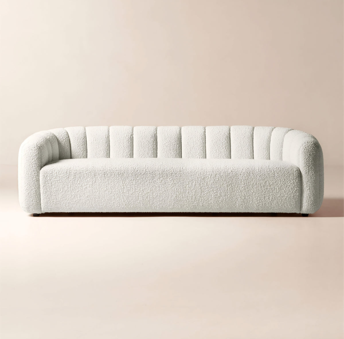 THE ONE × Fitz — Channeled White Boucle Loveseat