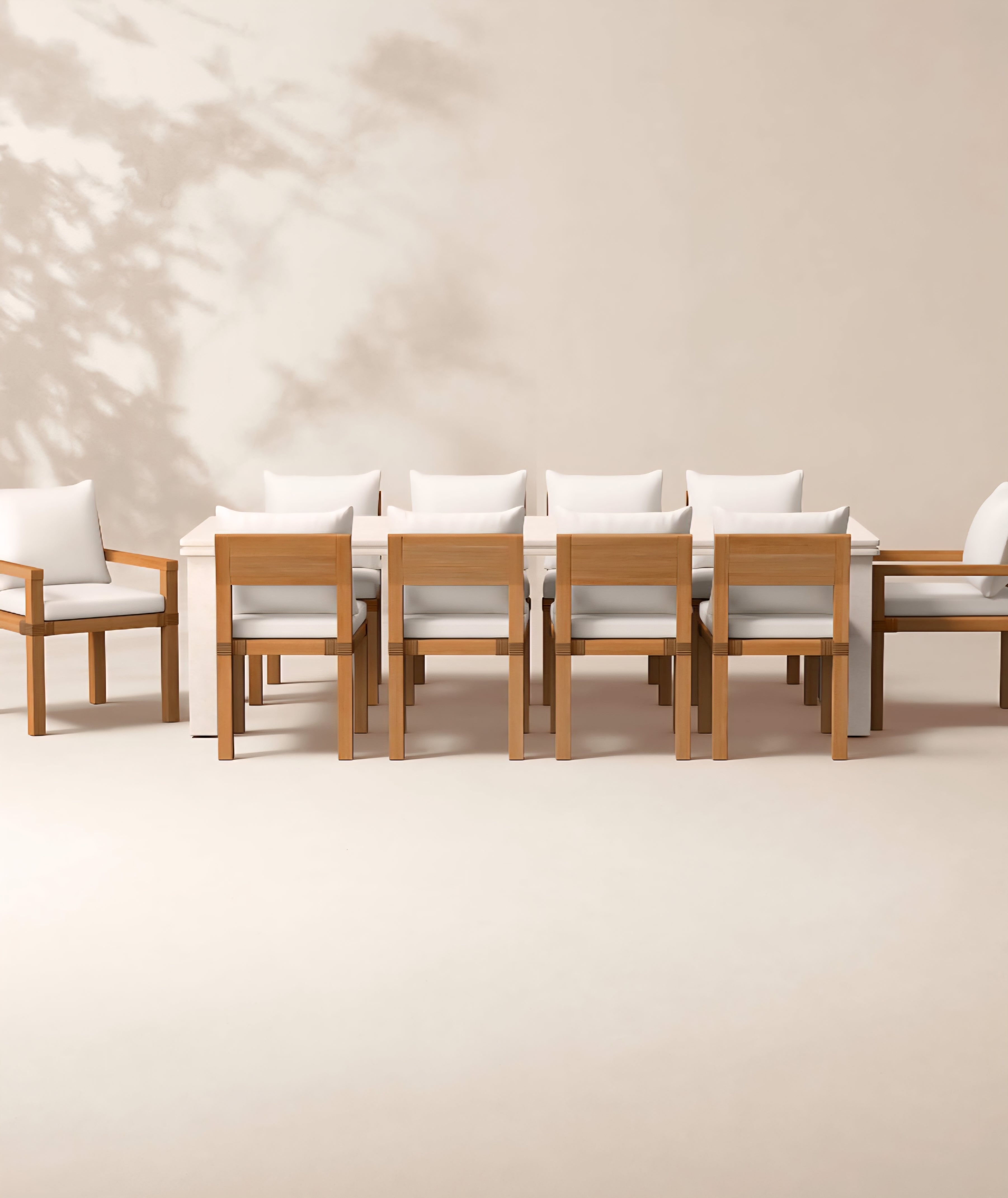 THE ONE × Oakley — Teak Outdoor Dining Armchair with Ivory Sunbrella® Cushion