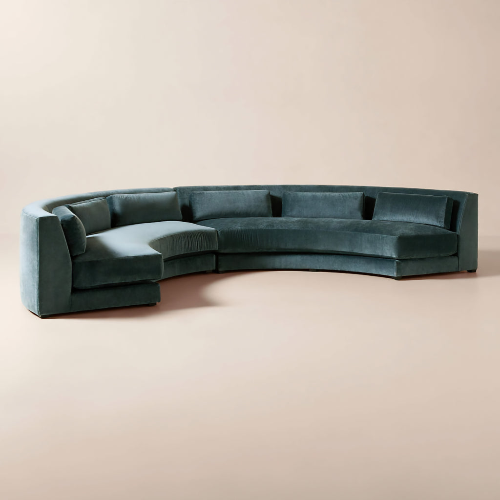 THE ONE × Sonora — Curved Blue Performance Velvet 
2-Piece Sectional.