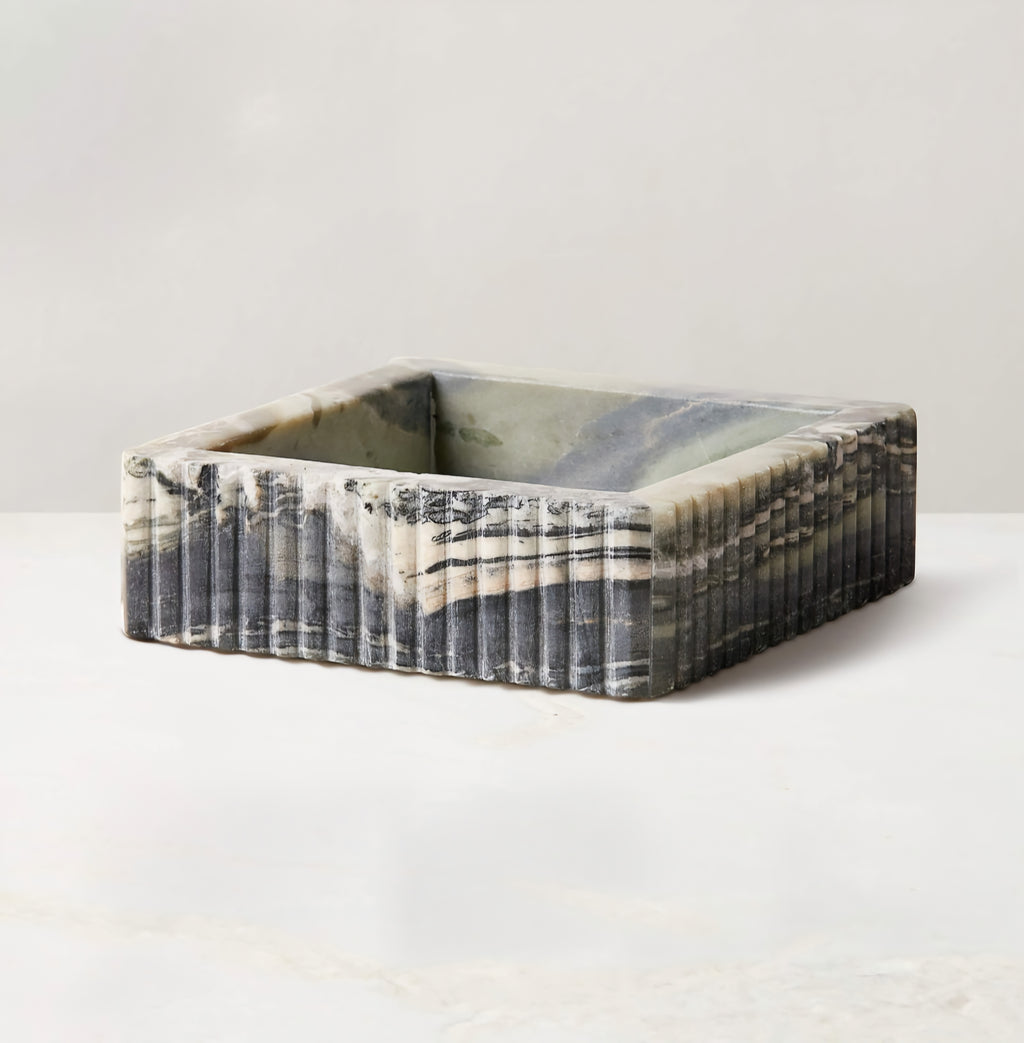 THE ONE × Luke — Jade Marble Ribbed Catchall Dish