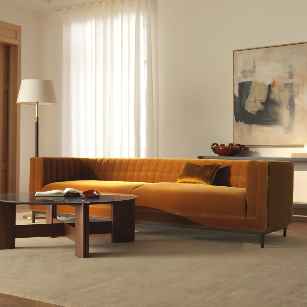 THE ONE × Ambroise — Light Taupe Velvet Sofa