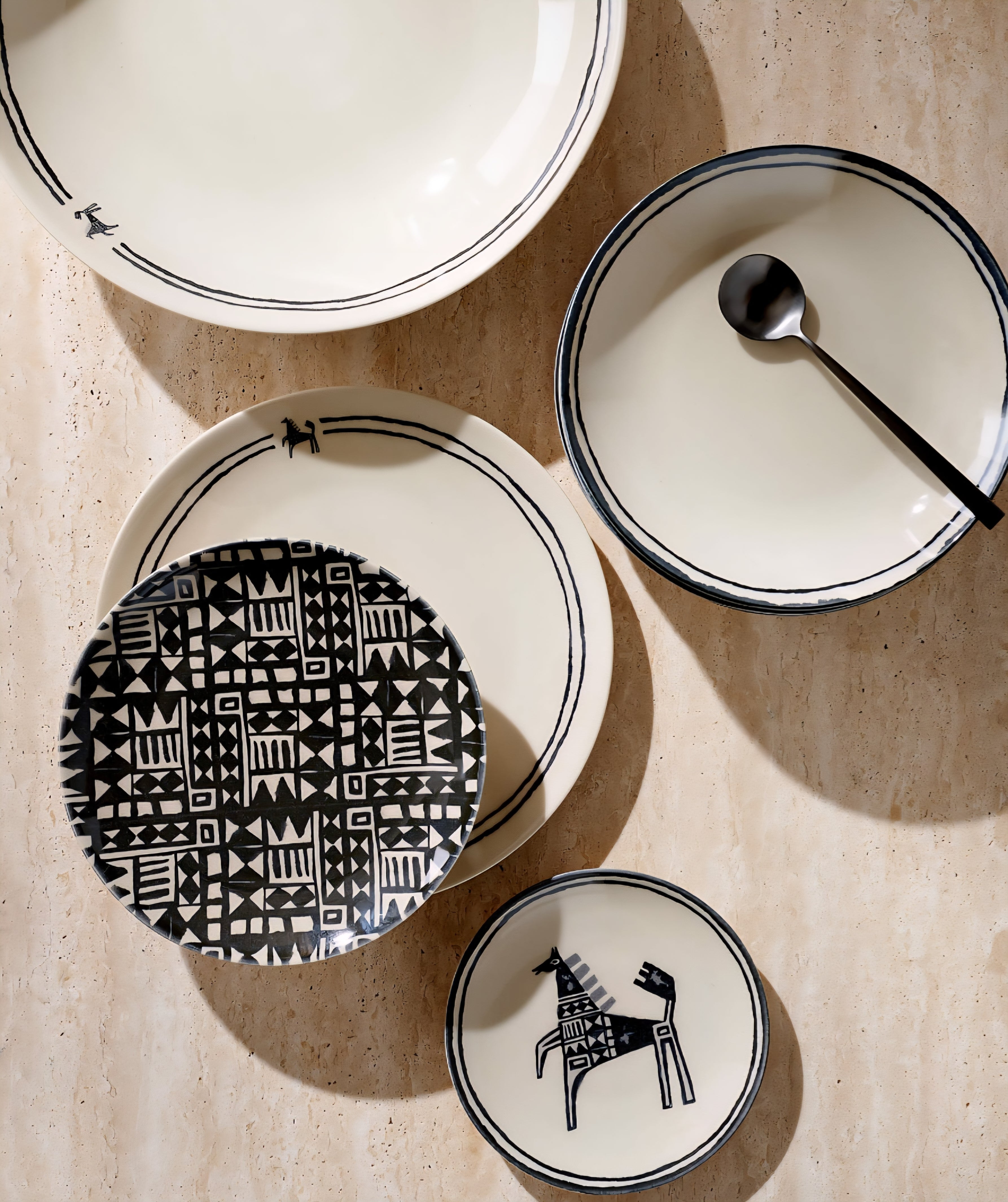 THE ONE × Corvo — White and Black Patterned Serving Bowl