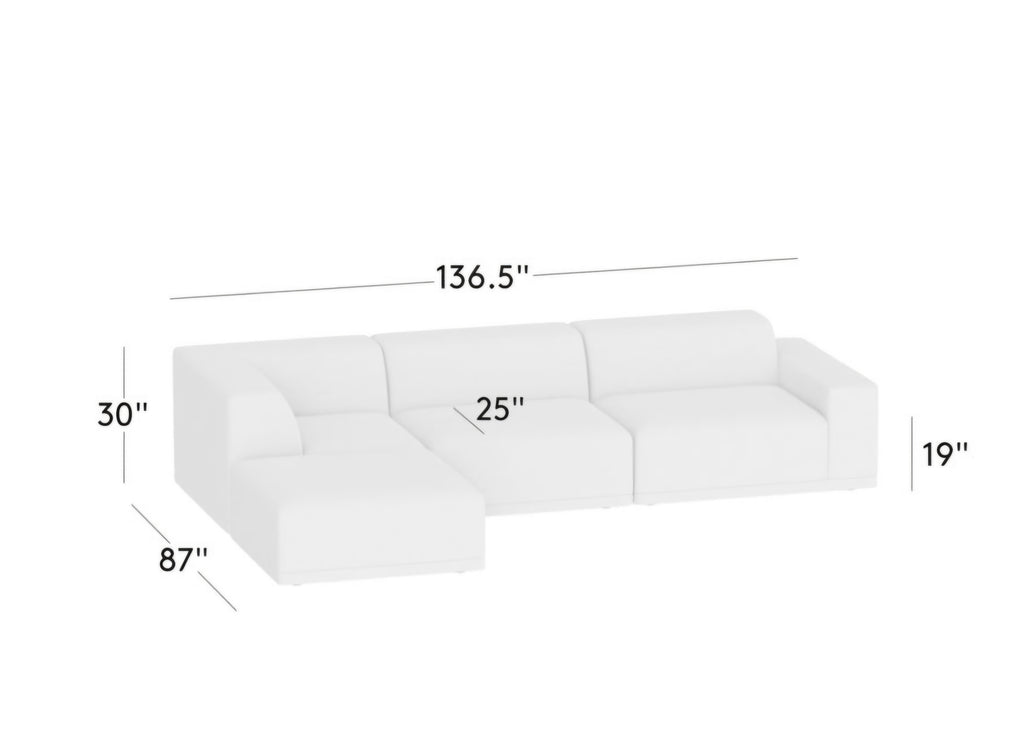 THE ONE × Faible — 4-Piece L-Shaped White Performance Linen Standard Depth Sectional Sofa with Right Arm
