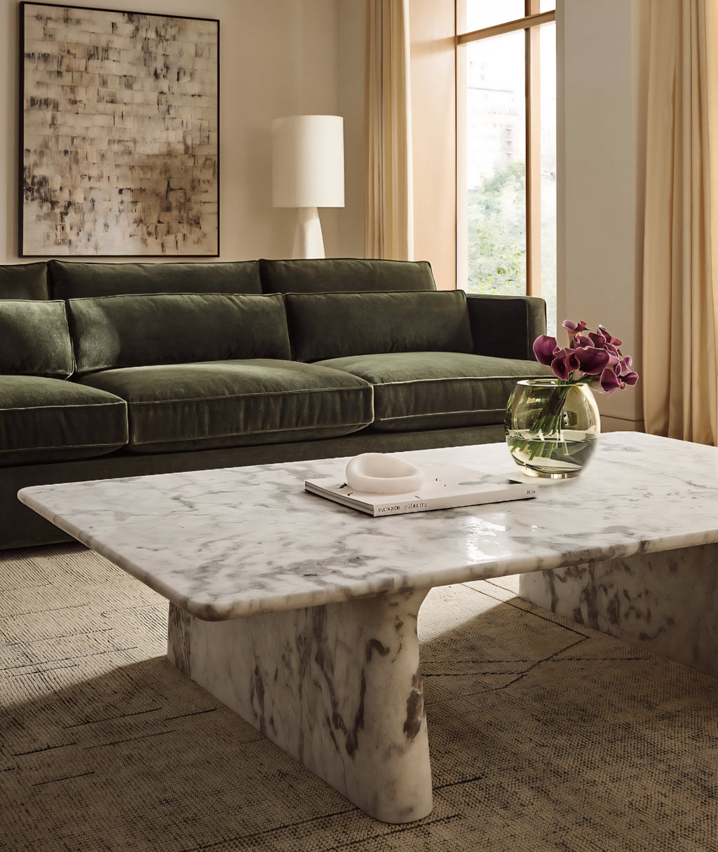 THE ONE × Almera — White Marble Coffee Table (66")