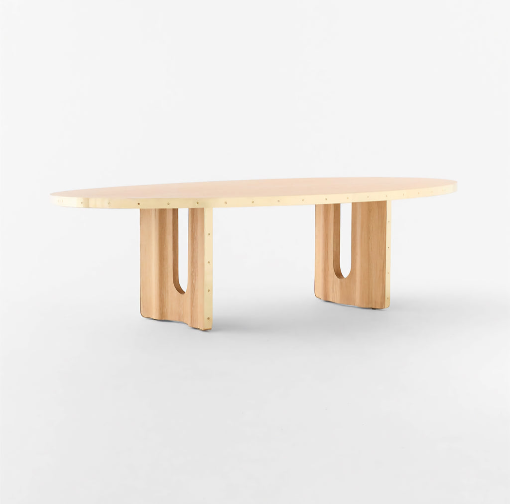 THE ONE × Albertine — Oval Oak and Unlacquered Brass Dining Table