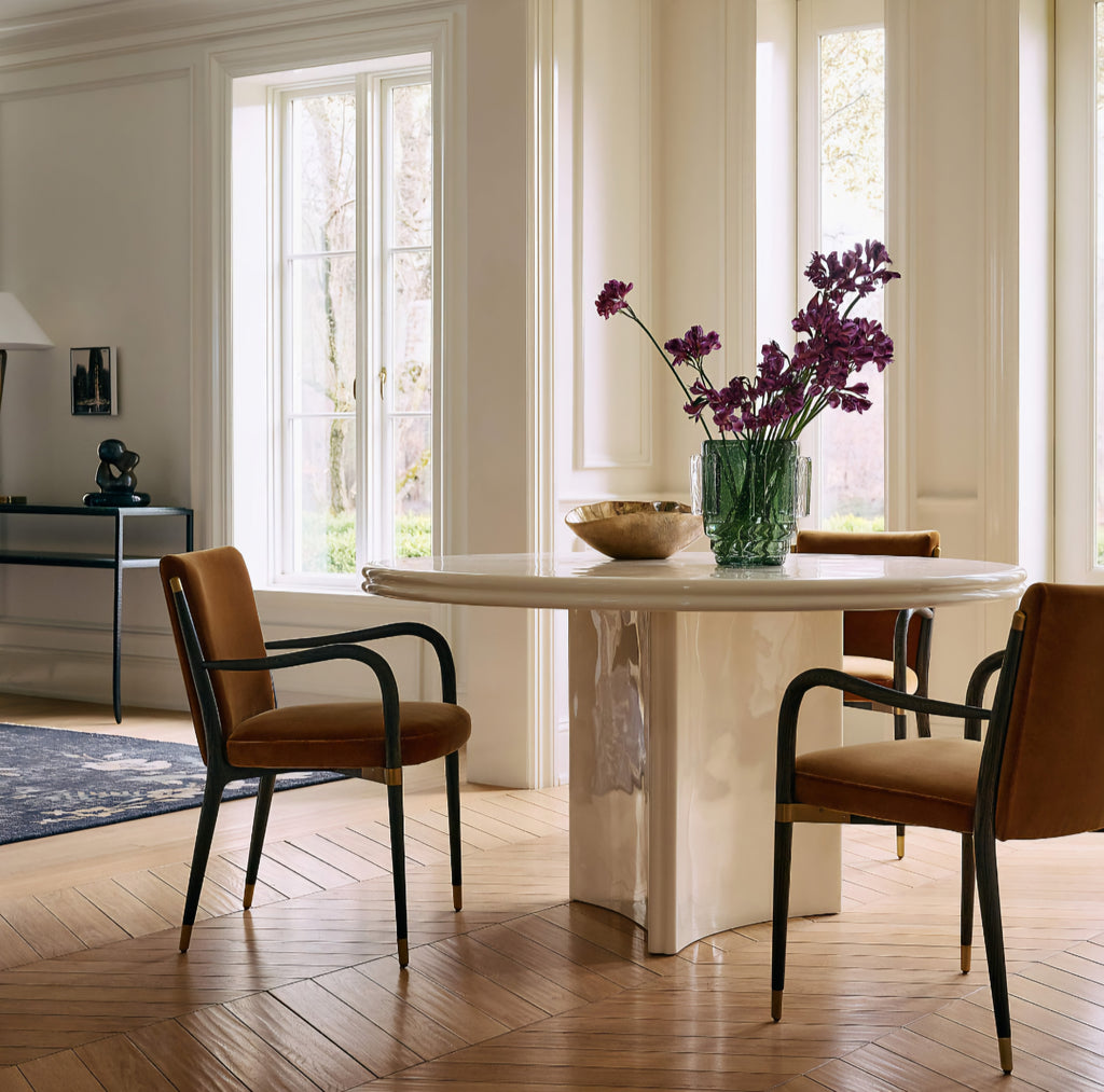 THE ONE × Norrie — Smoked Amber Velvet Dining Armchair