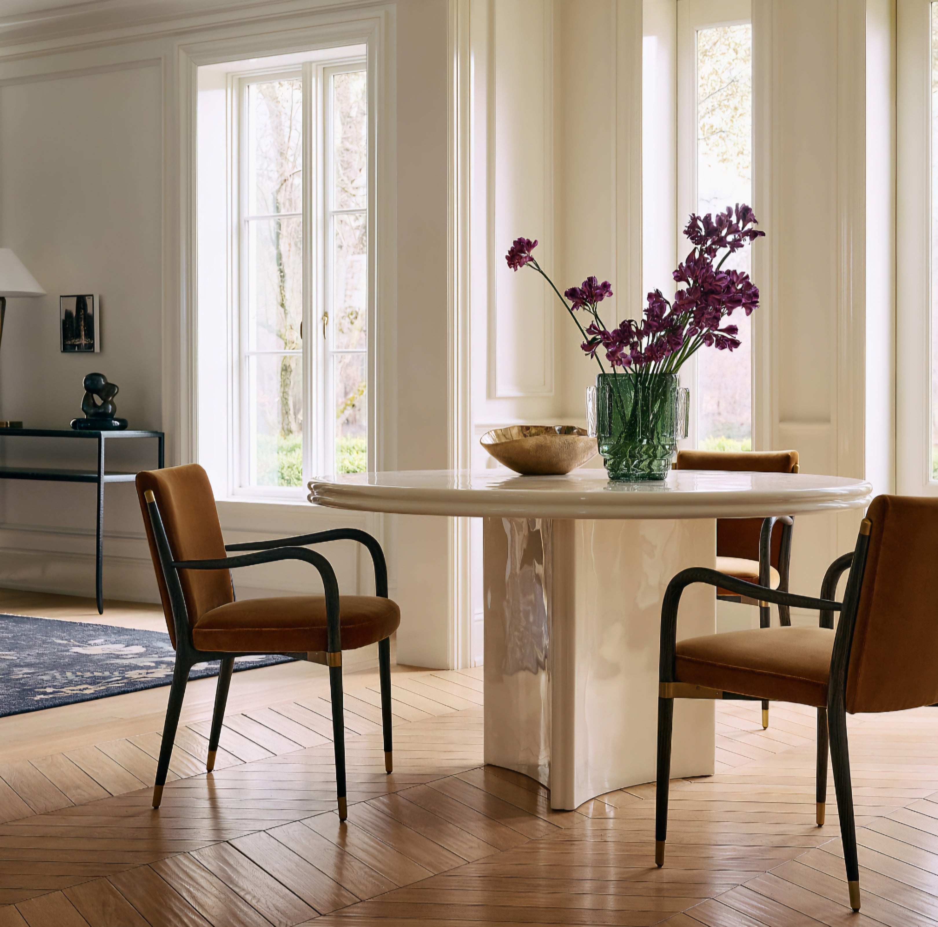 THE ONE × Norrie — Smoked Amber Velvet Dining Armchair