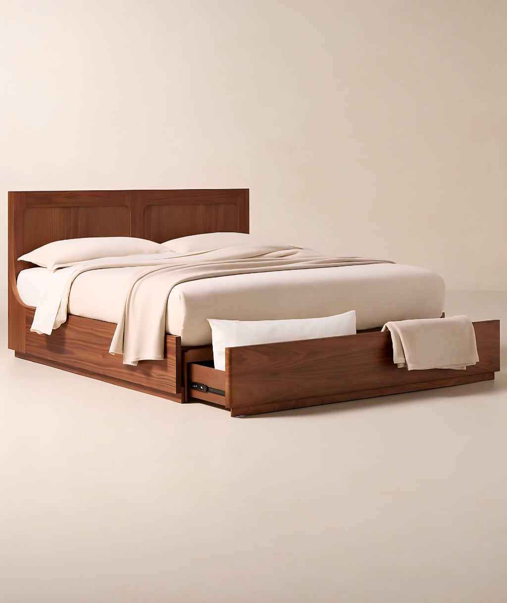 THE ONE × Montero — Walnut Wood King Storage Bed