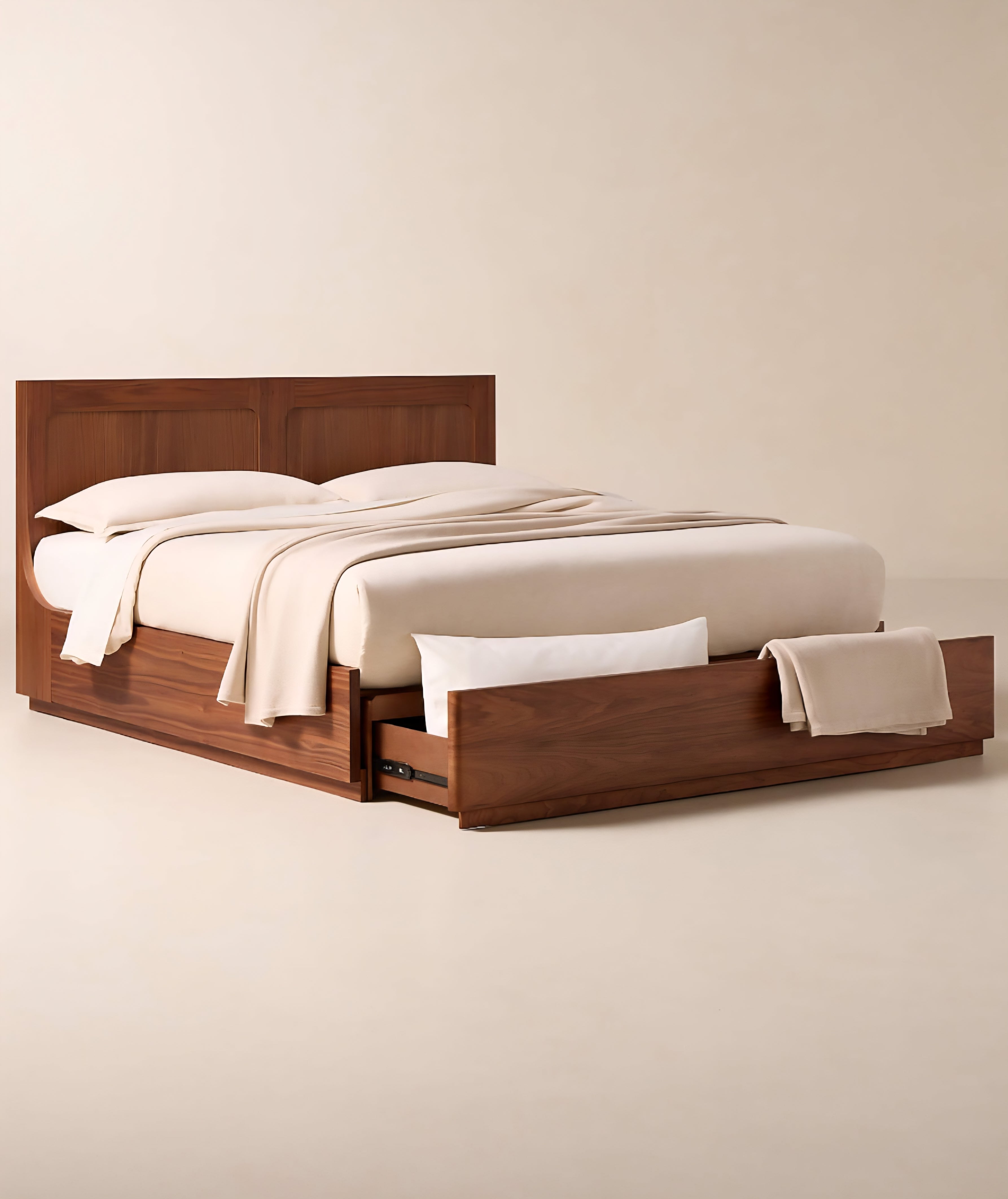THE ONE × Montero — Walnut Wood King Storage Bed