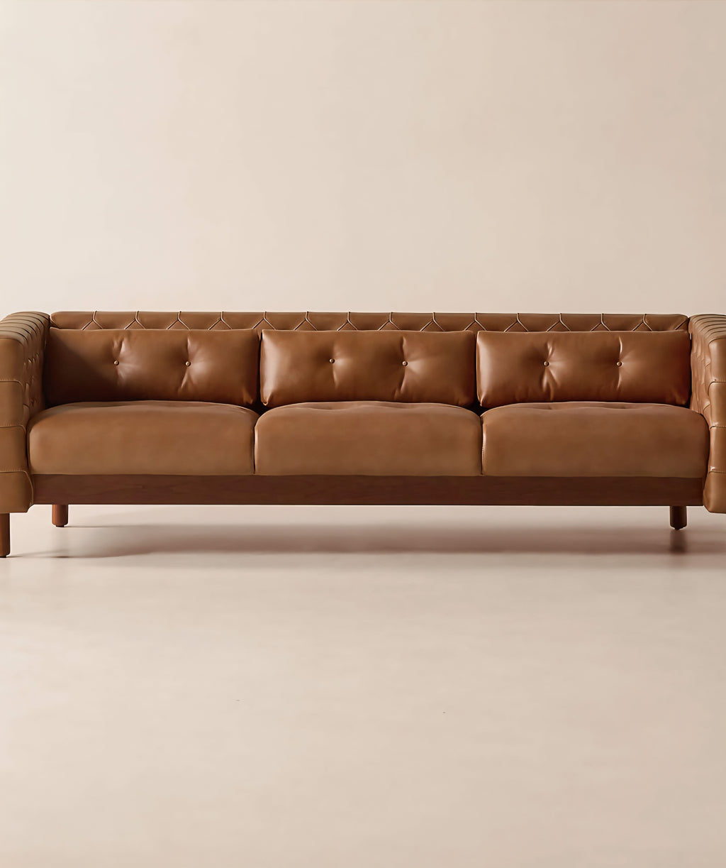 THE ONE × Marconi — Tufted Leather & Velvet Sofa