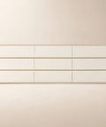 THE ONE × Dover — 9-Drawer Warm White Lacquered Dresser with Travertine Top