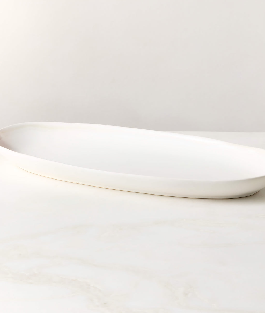 THE ONE × Hyacinth — Oval Black Serving Platter with Reactive Glaze