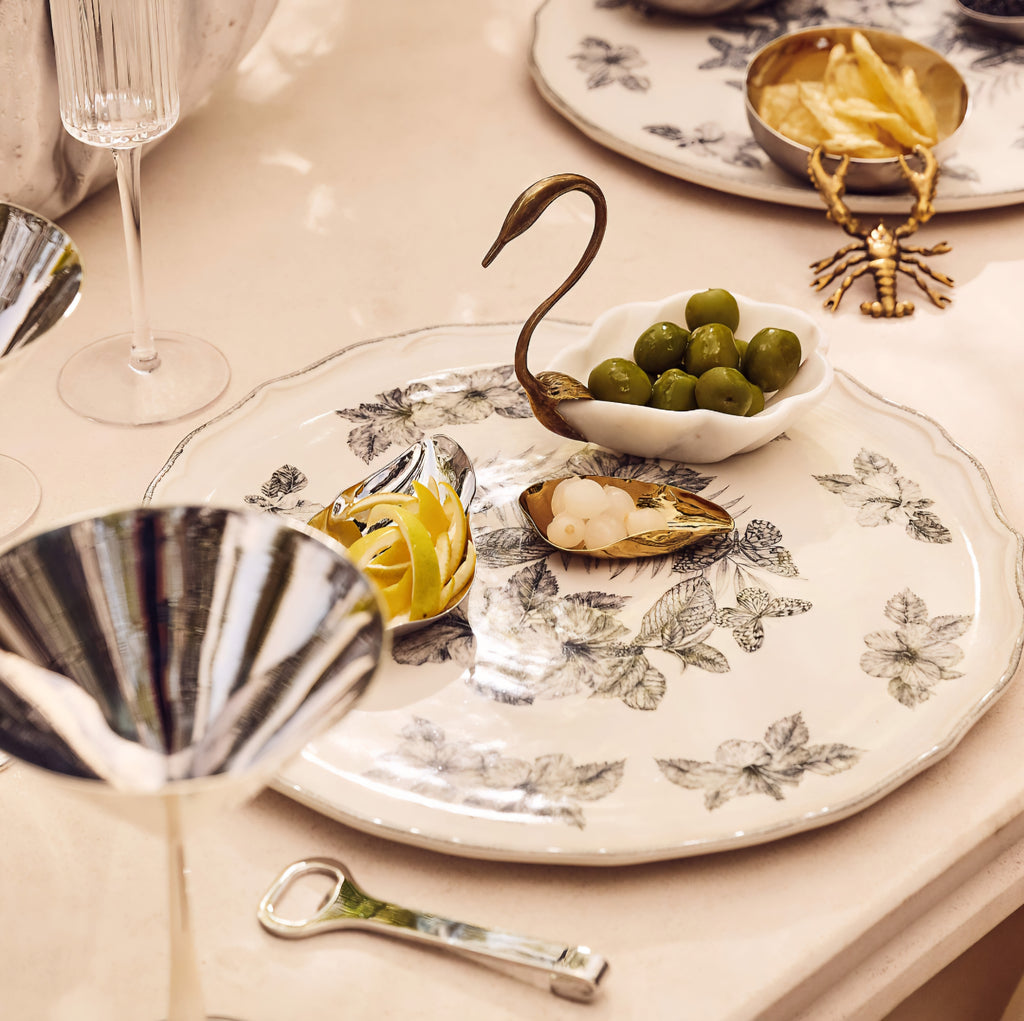 THE ONE × Everly — Round White and Black Patterned Serving Platter