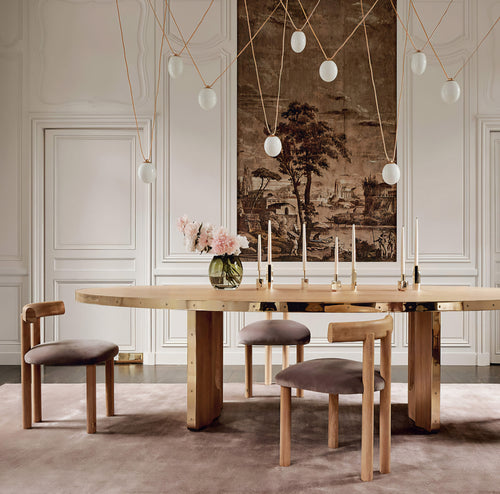 THE ONE × Albertine — Oval Oak and Unlacquered Brass Dining Table