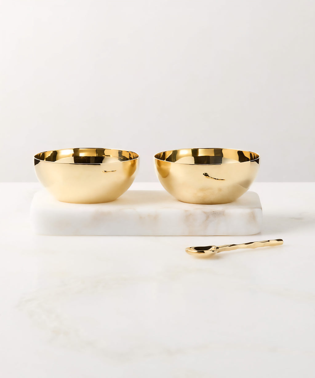 THE ONE × Unlacquered — Mini Pinch Bowl Set with White Alabaster Base