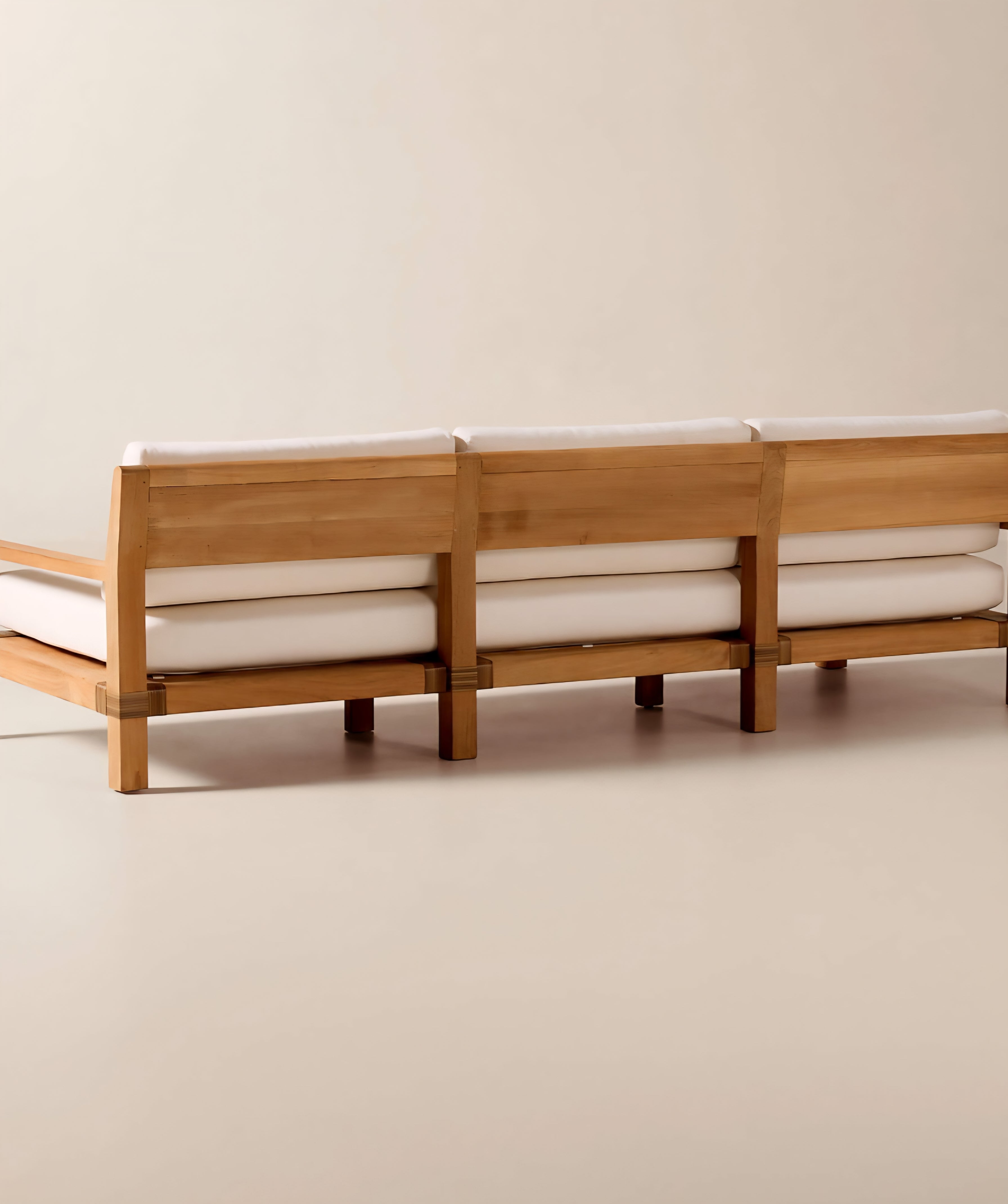 THE ONE × Oakley — Teak Outdoor Sofa with Ivory Sunbrella® Cushions (100")