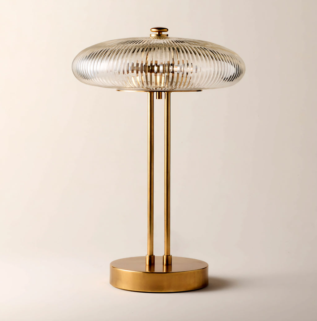 THE ONE × Tova — Ribbed Glass and Aged Brass Table Lamp 21"