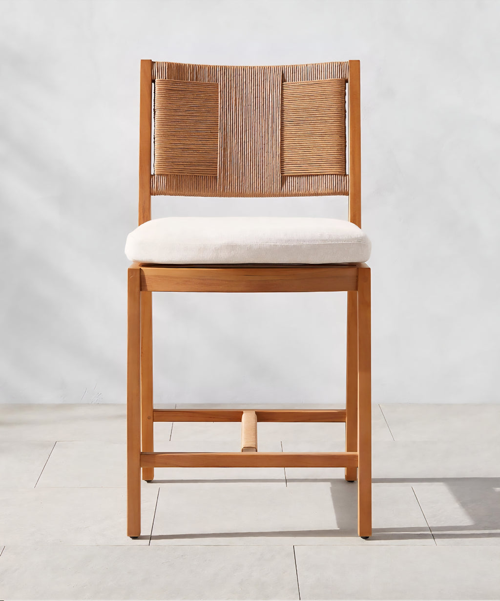 THE ONE × Roc — Teak and Rattan Stool