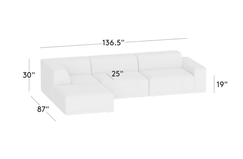 THE ONE × Faible — 4-Piece Modular Right-Arm Wheat Performance Velvet Standard Depth Sectional Sofa
