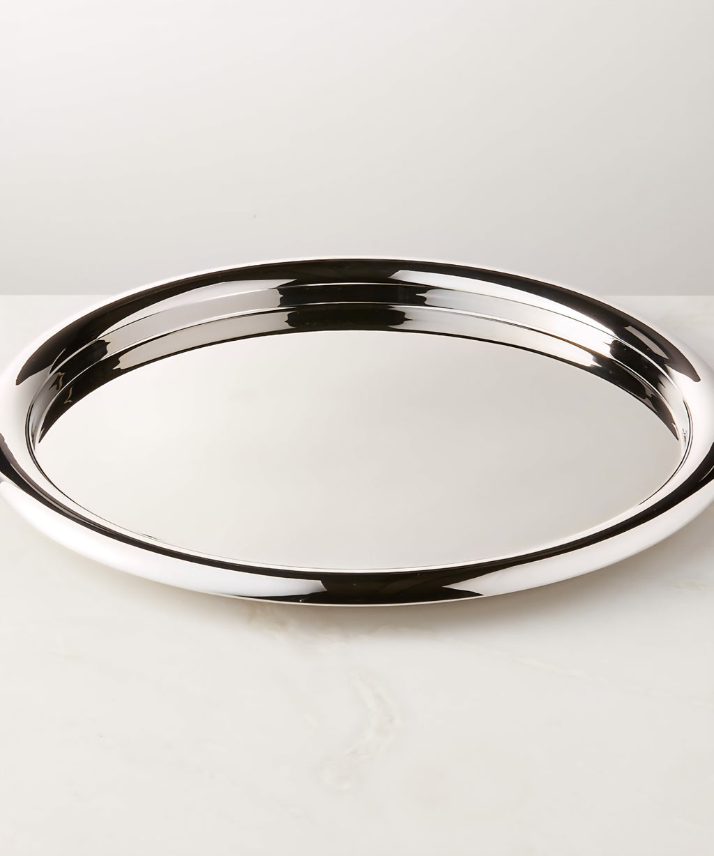THE ONE × Piero — Round Polished Stainless Steel Serving Tray