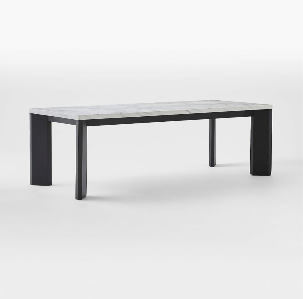 THE ONE × Sydney — Rectangular Carrara Marble Dining Table with Black Steel Legs