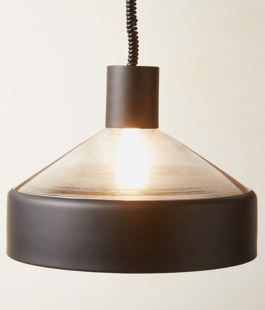 THE ONE × Calata — Matte Black and Ribbed Glass Pendant Light