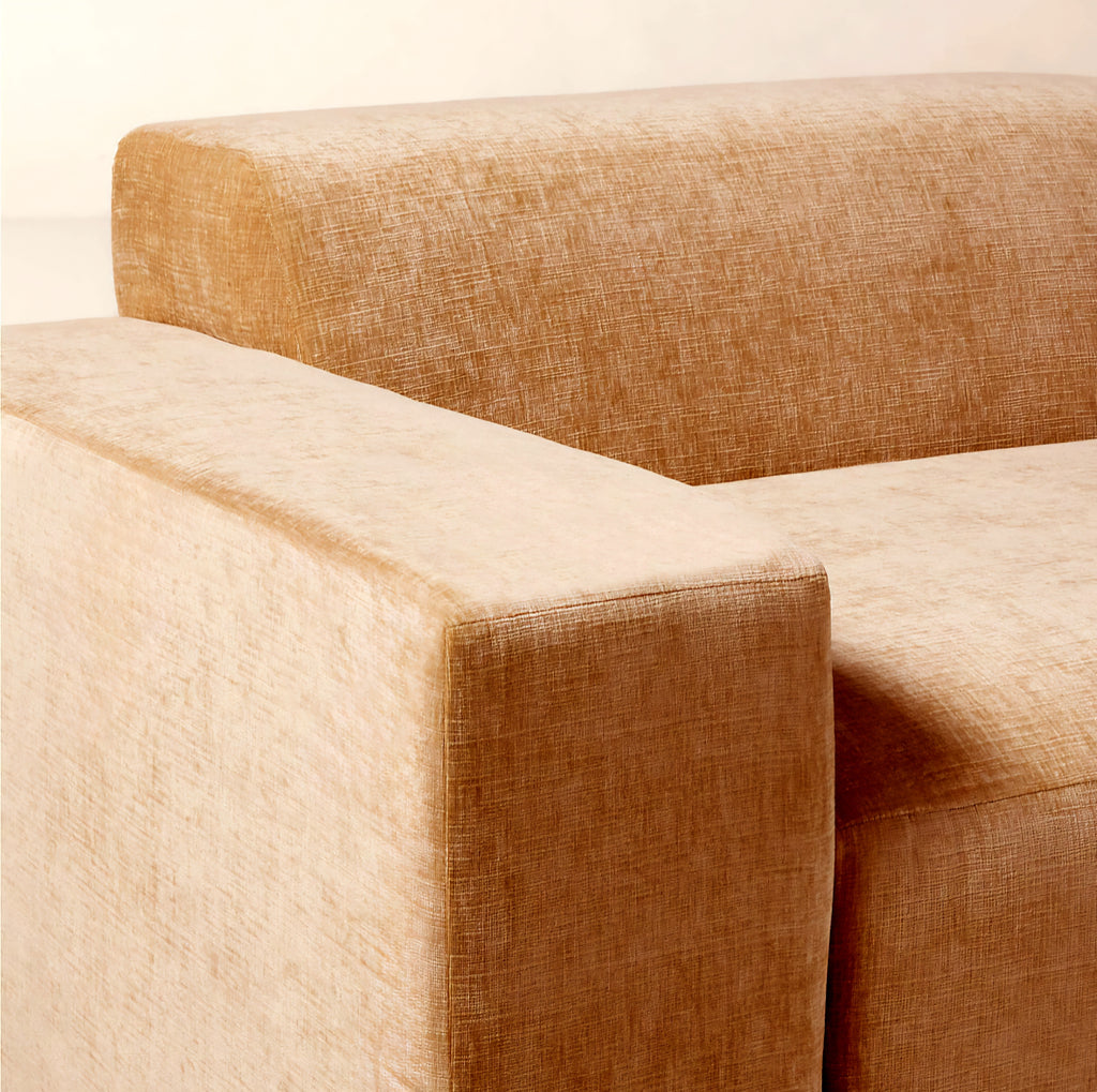 THE ONE × Faible — 6-Piece Modular Left-Arm Wheat Performance Velvet Standard Depth Sectional Sofa
