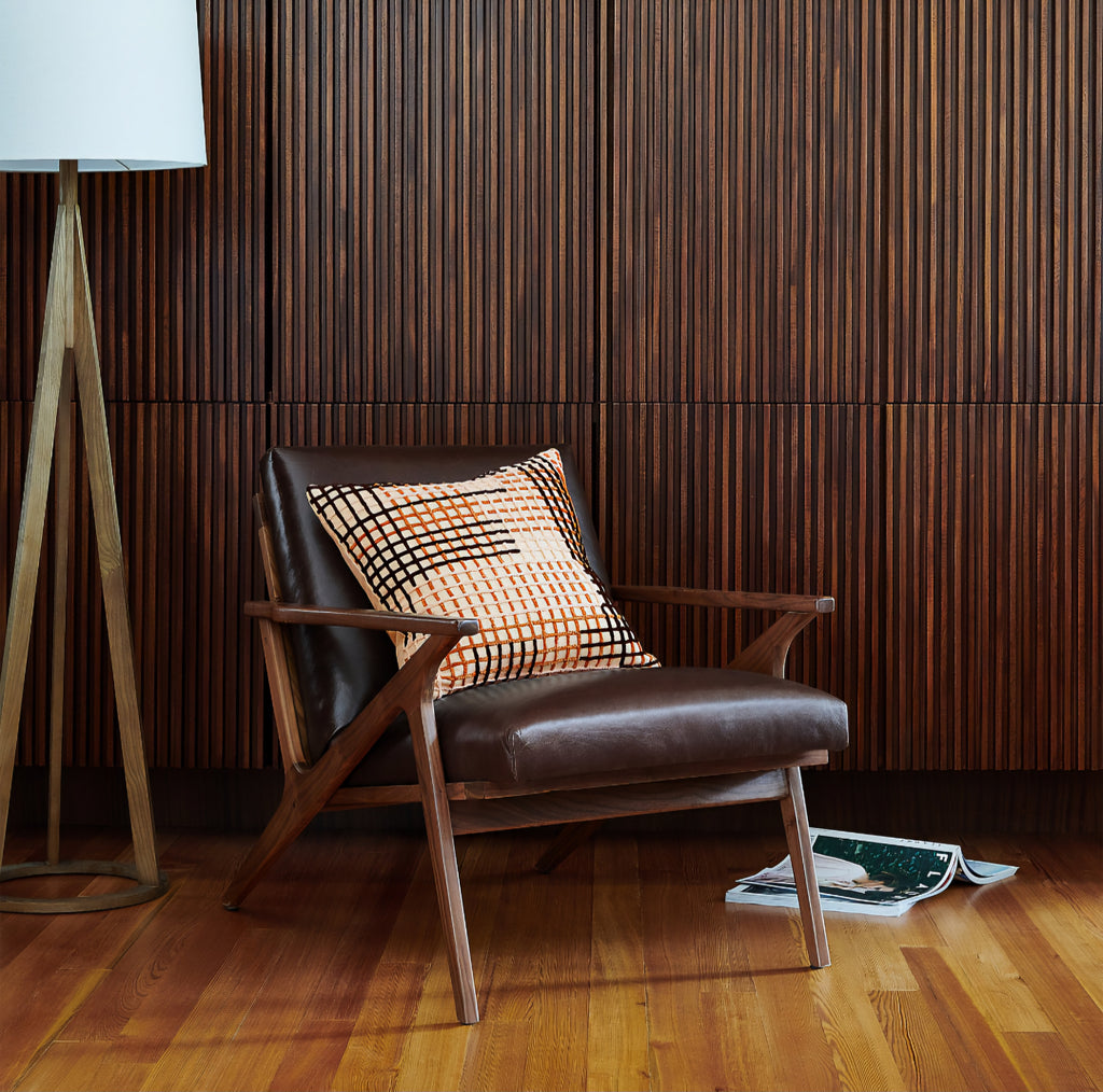 THE ONE × Cavett — Wood and Leather Accent Chair