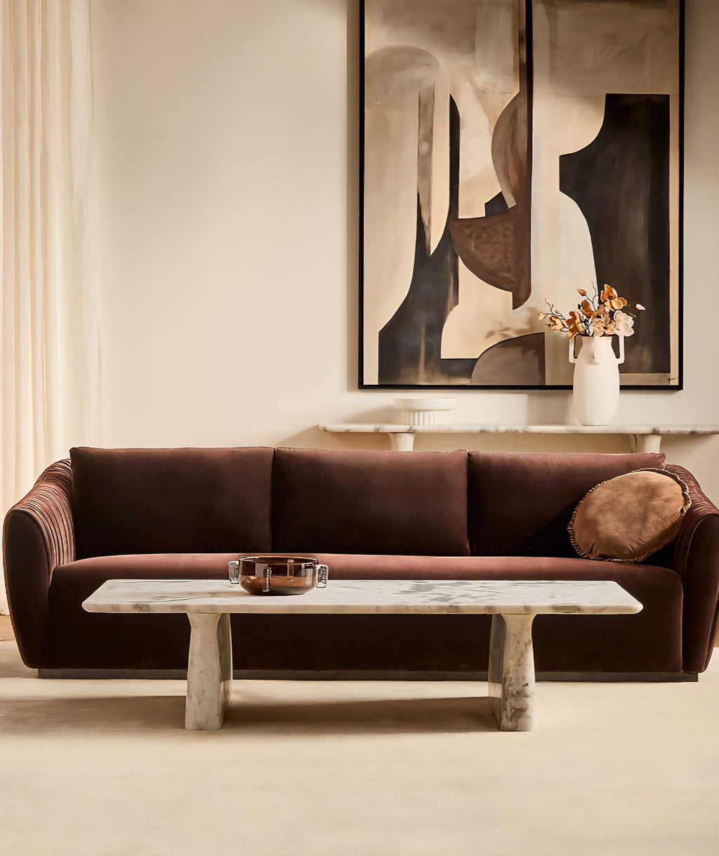 THE ONE × Ruched Velvet Sofa