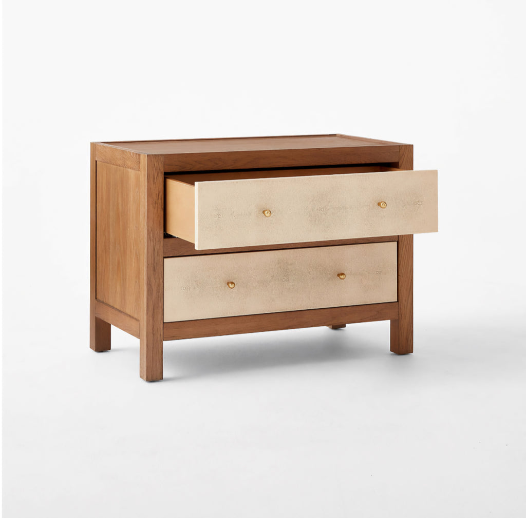 THE ONE × Layton — White Oak and Shagreen 2-Drawer Nightstand