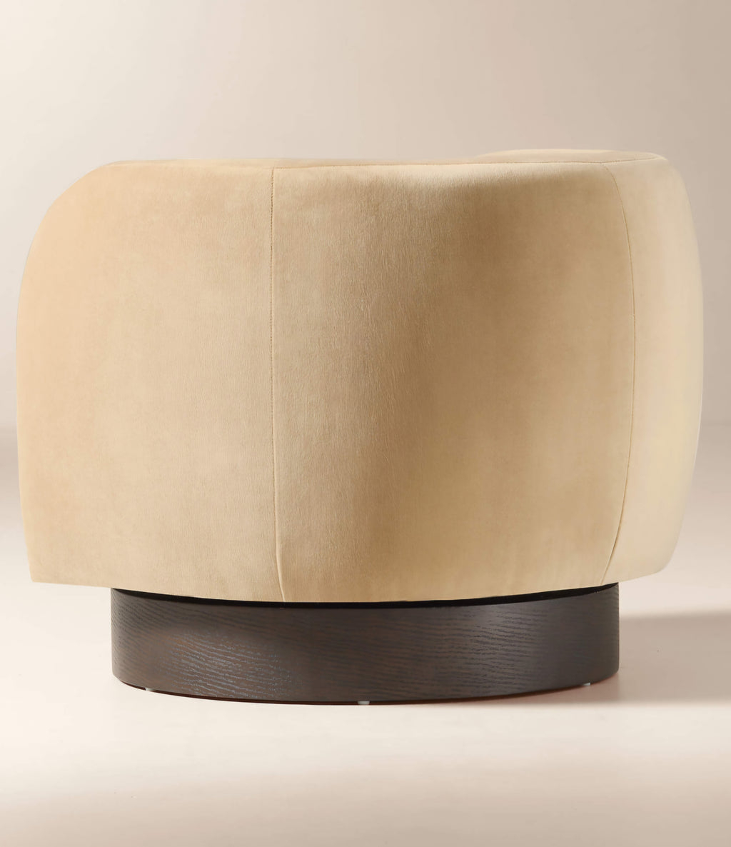 THE ONE × Muir — Taupe Velvet Swivel Chair