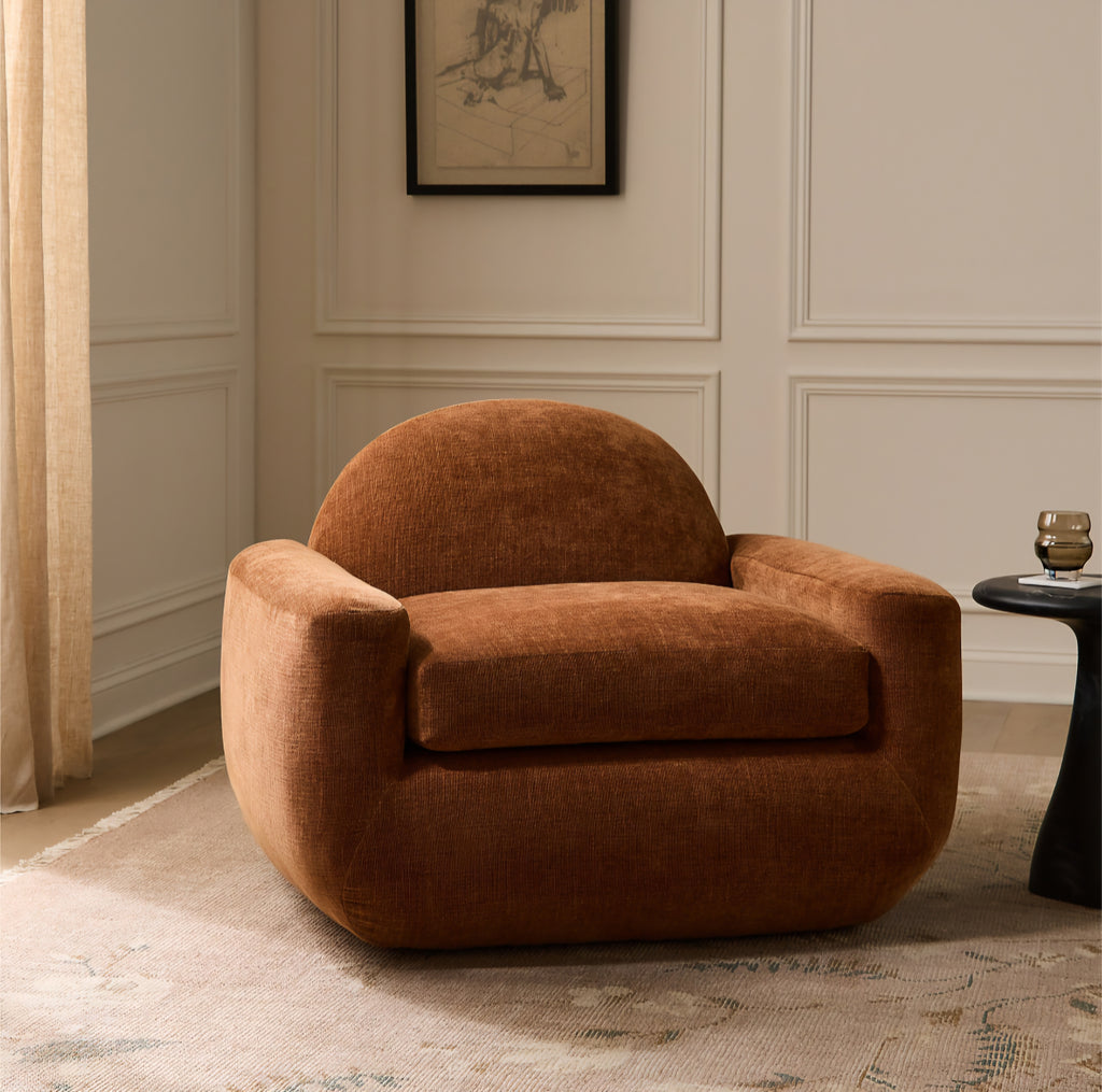 THE ONE × Aldine — Spice Brown Performance Chenille Accent Chair