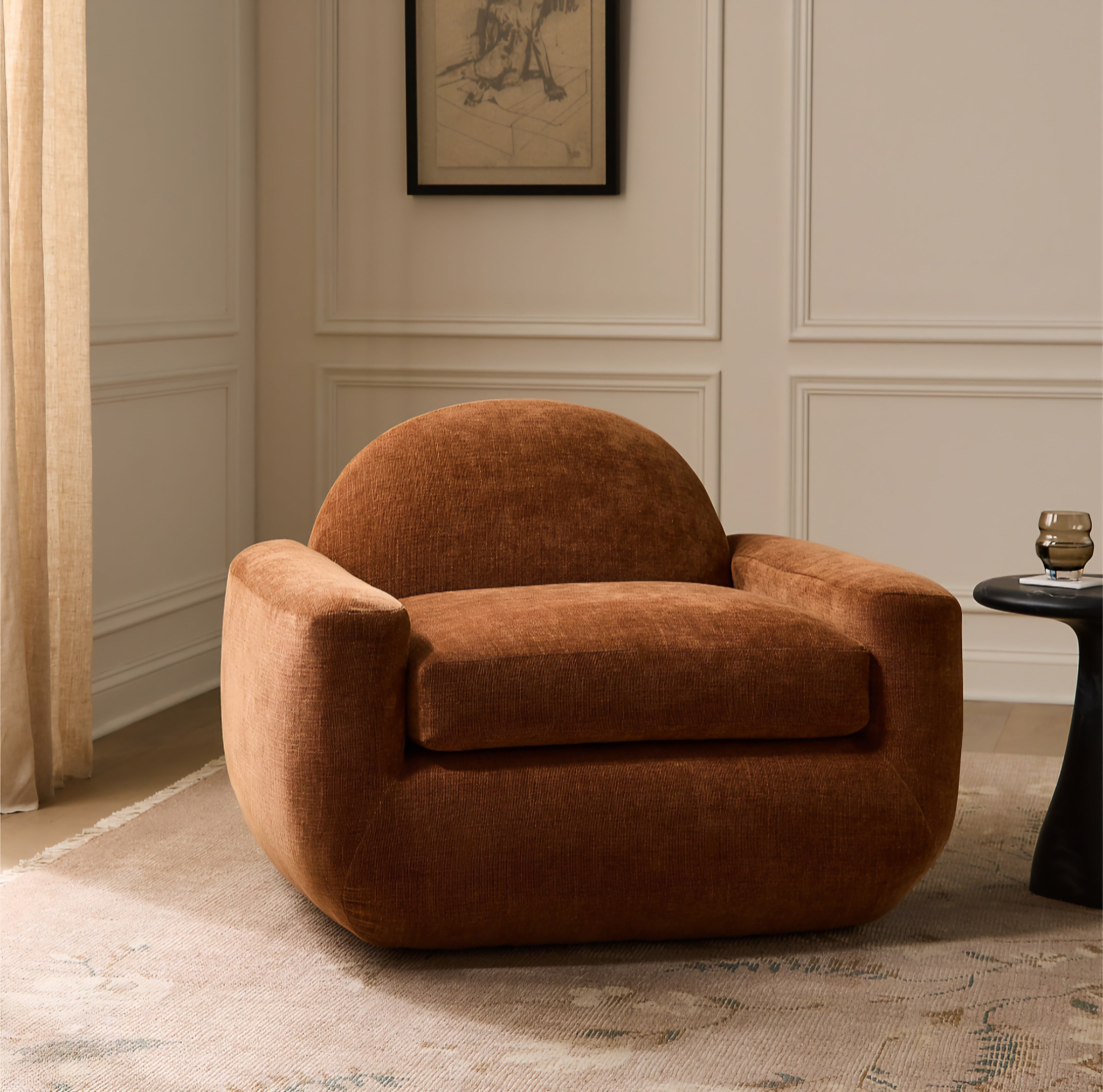 THE ONE × Aldine — Spice Brown Performance Chenille Accent Chair