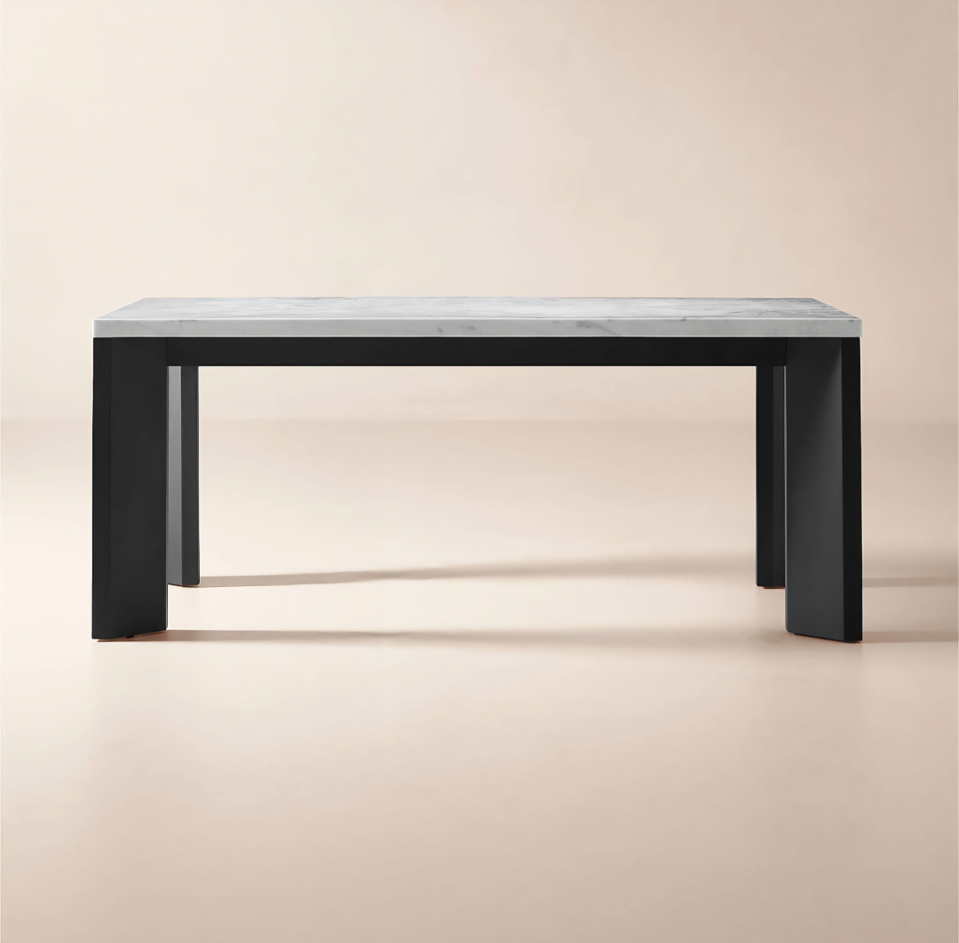 THE ONE × Sydney — Rectangular Carrara Marble Dining Table with Black Steel Legs