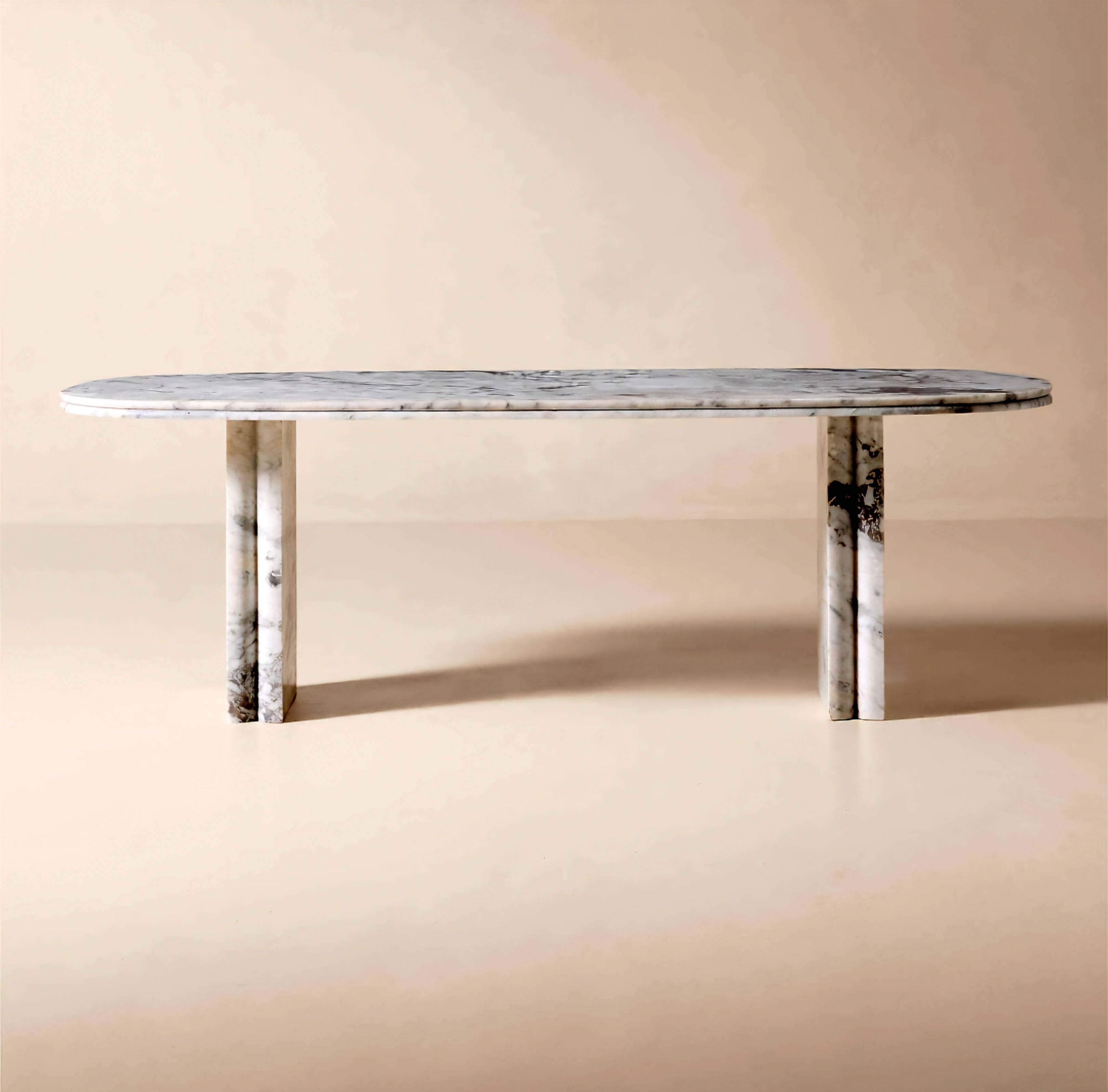 THE ONE × Vendome — Oval White Marble Dining Table