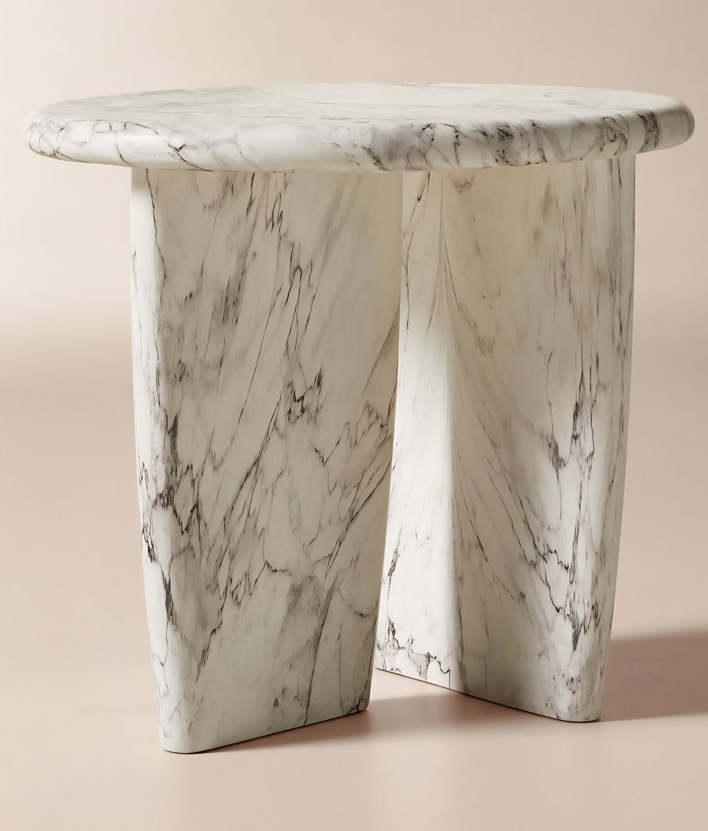 THE ONE × Anoki — Grey Marbled Resin Side Table