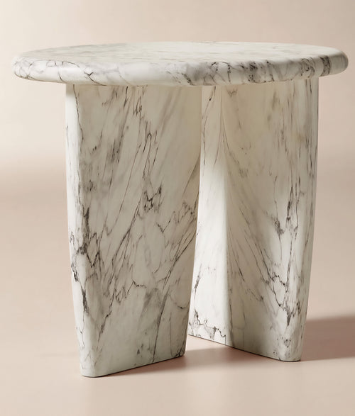 THE ONE × Anoki — Grey Marbled Resin Side Table