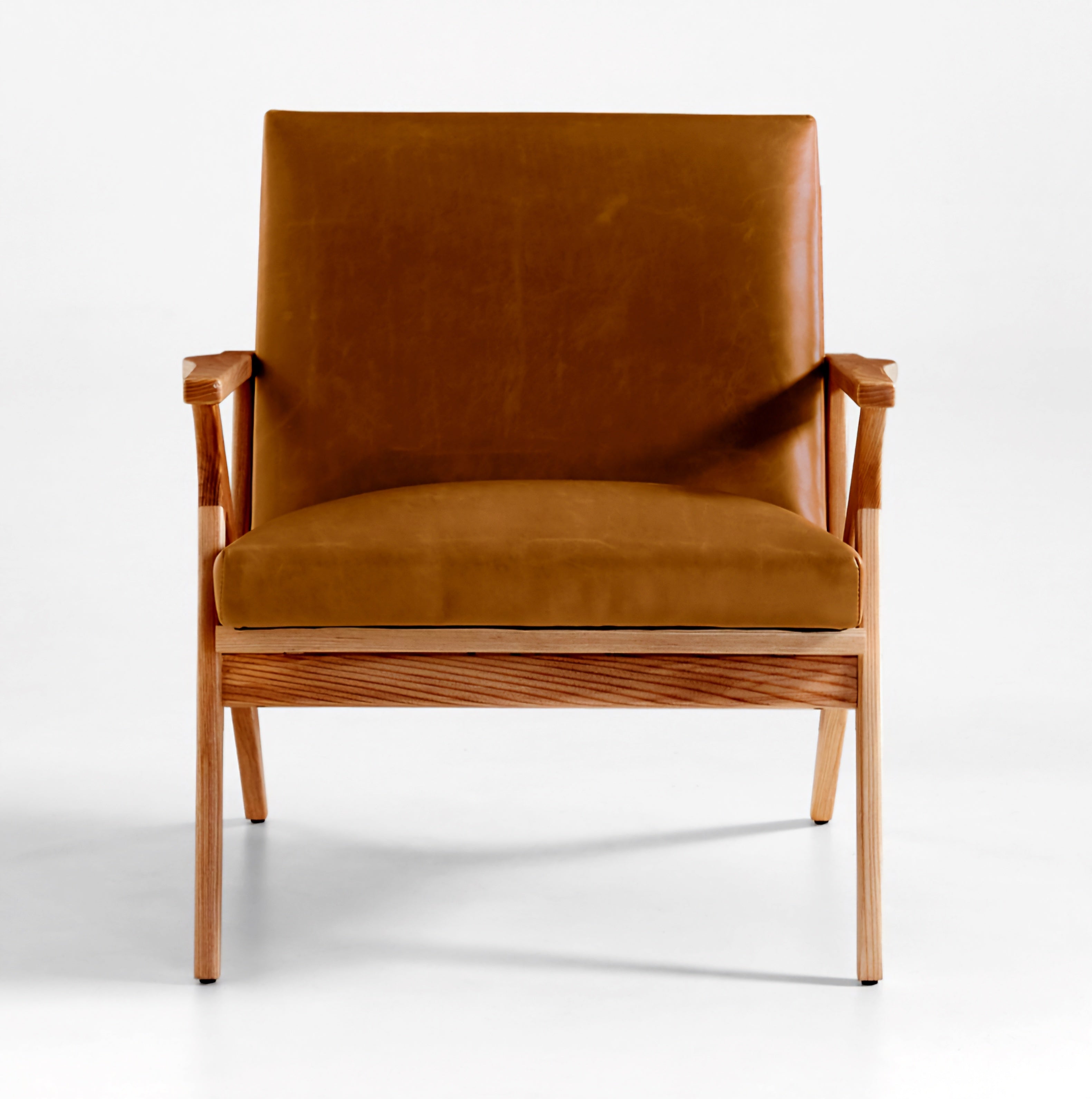 THE ONE × Cavett — Wood and Leather Accent Chair